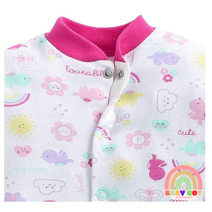 100% Cotton Pink Rompers Sleepsuits Jumpsuit Night Suits for Infants Newborn Baby Boys & Girls