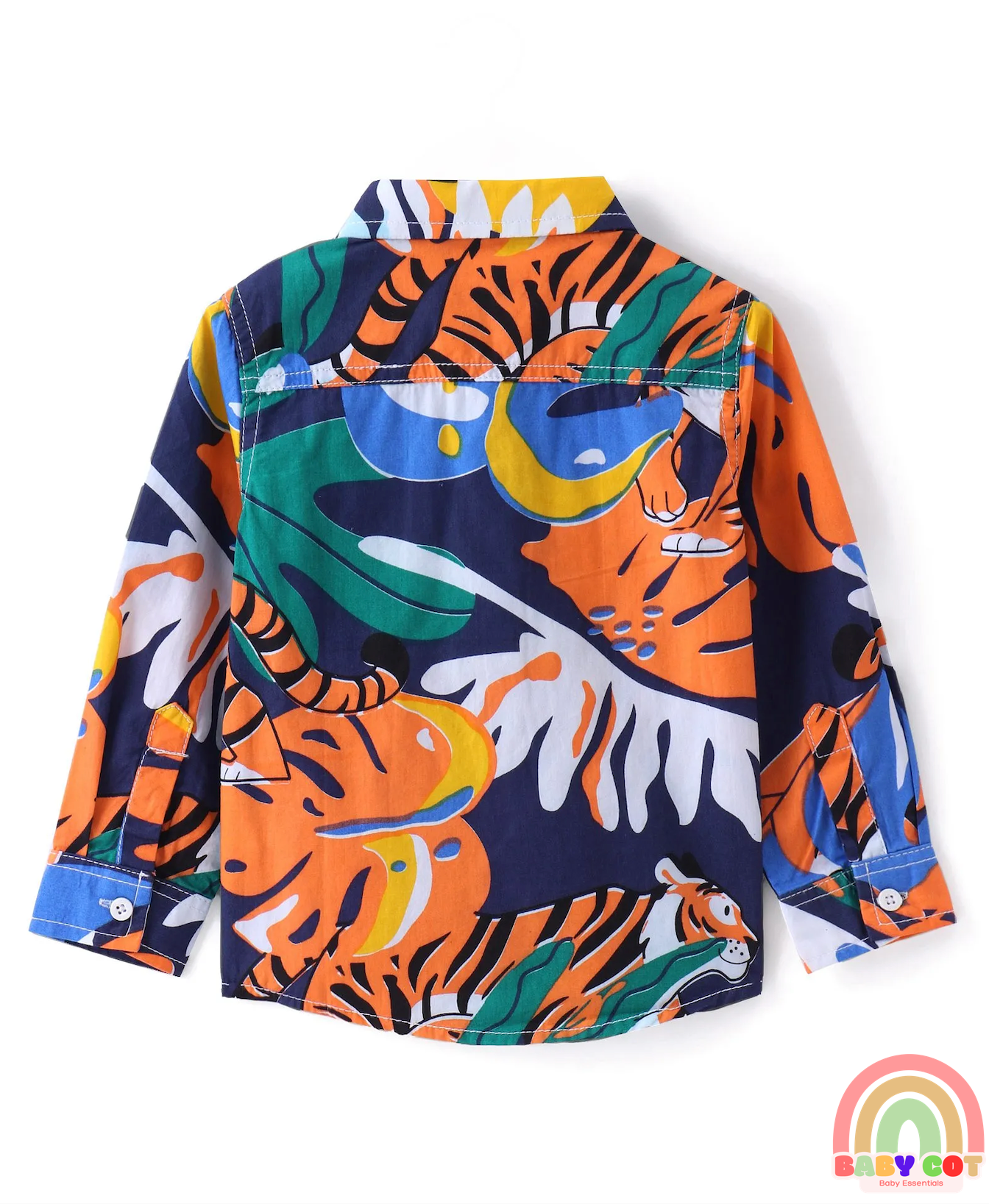otton Woven Full Sleeves Jungle Theme Printed Shirt with Inner T-Shirt - Multicolor
