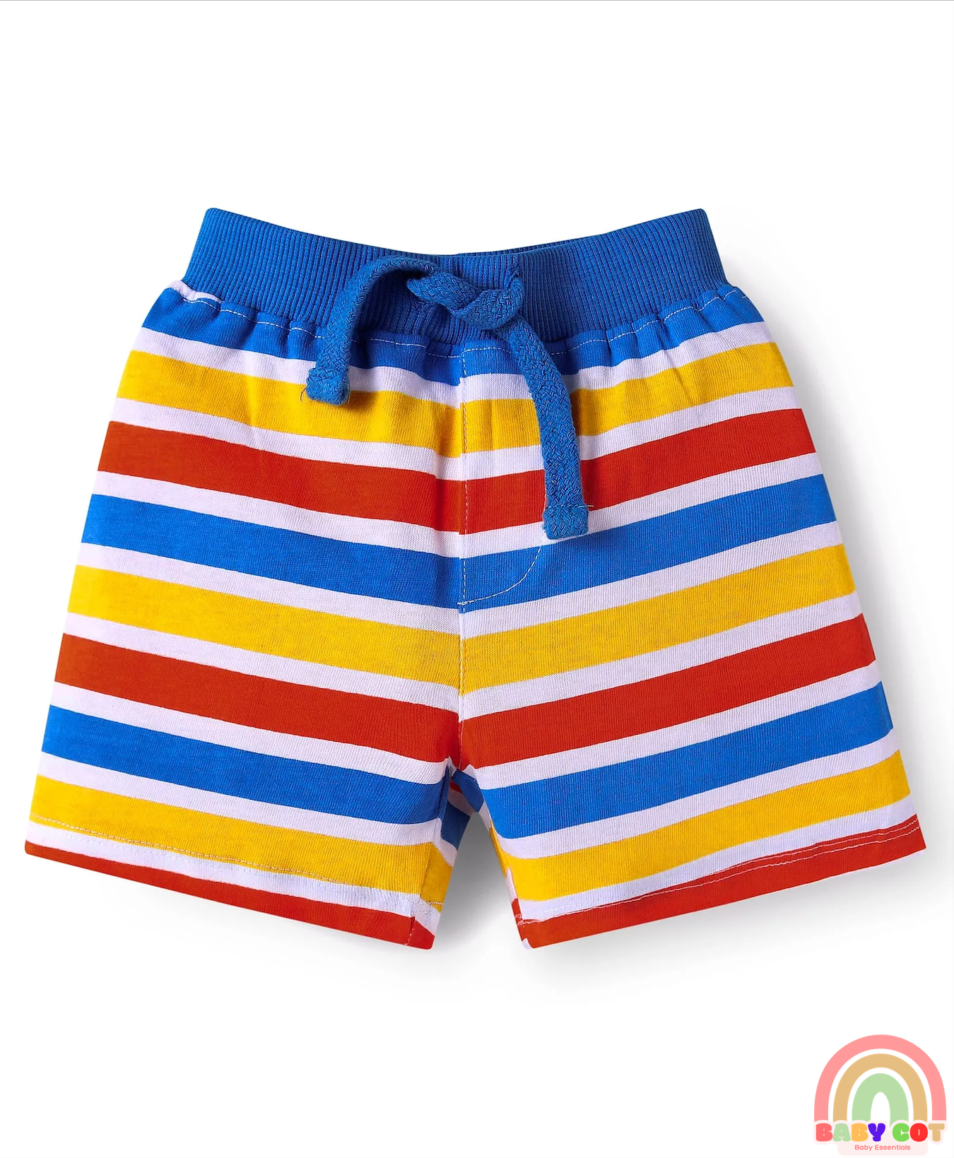 Single Jersey Knit Shorts with Stripes & Dino Print of 3 - Blue & Red