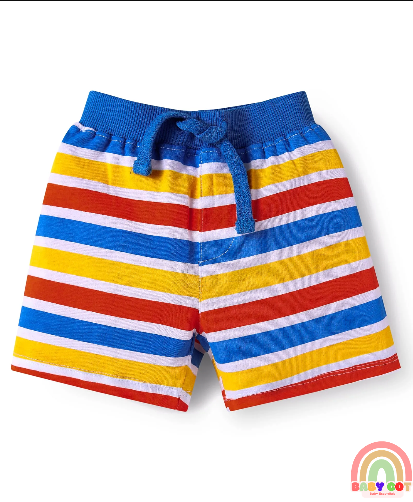 Single Jersey Knit Shorts with Stripes & Dino Print of 3 - Blue & Red