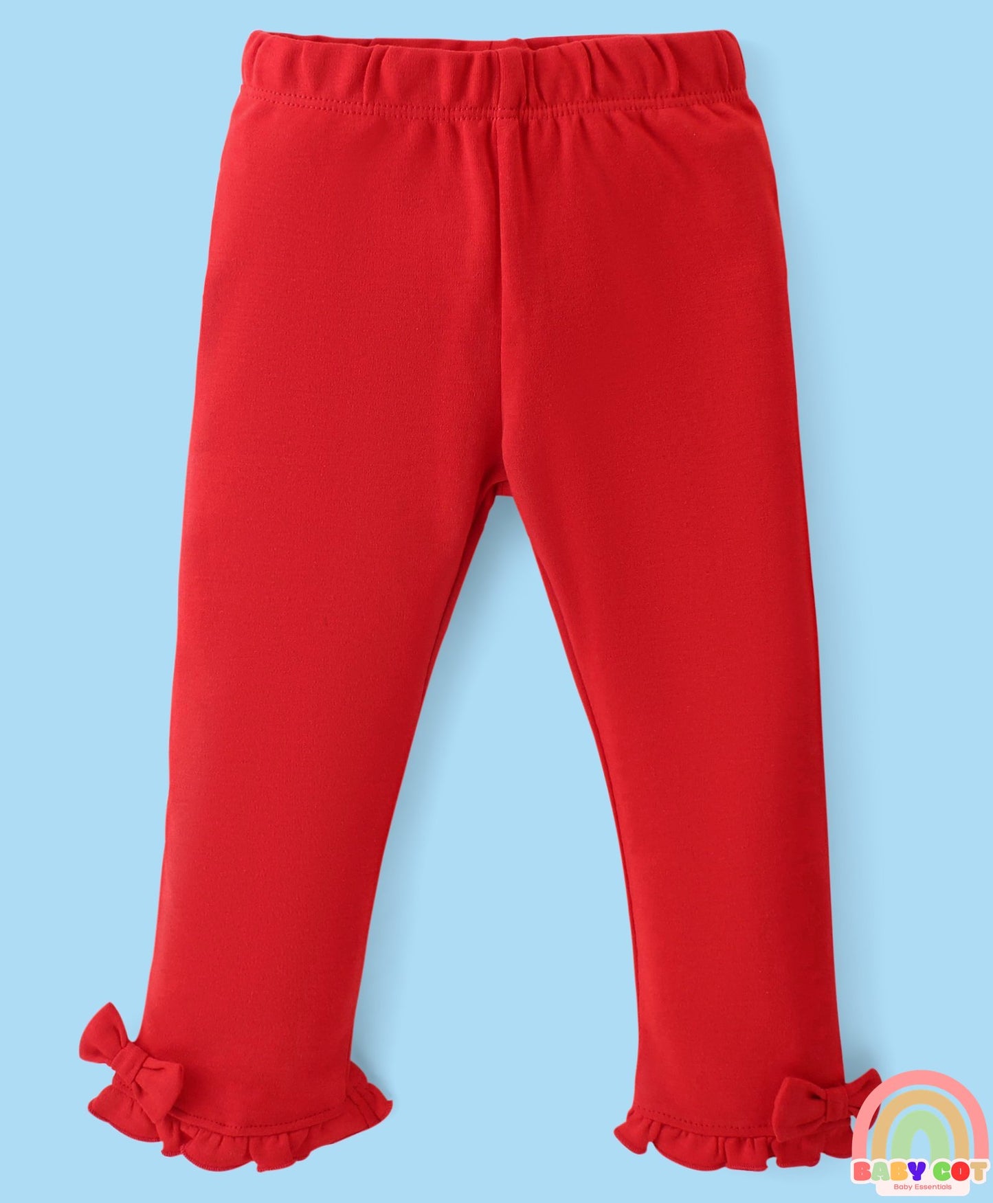 100% Cotton With Eco Jiva Finish Knit Full Sleeves Floral Printed Top & Leggings Set With - Red & White