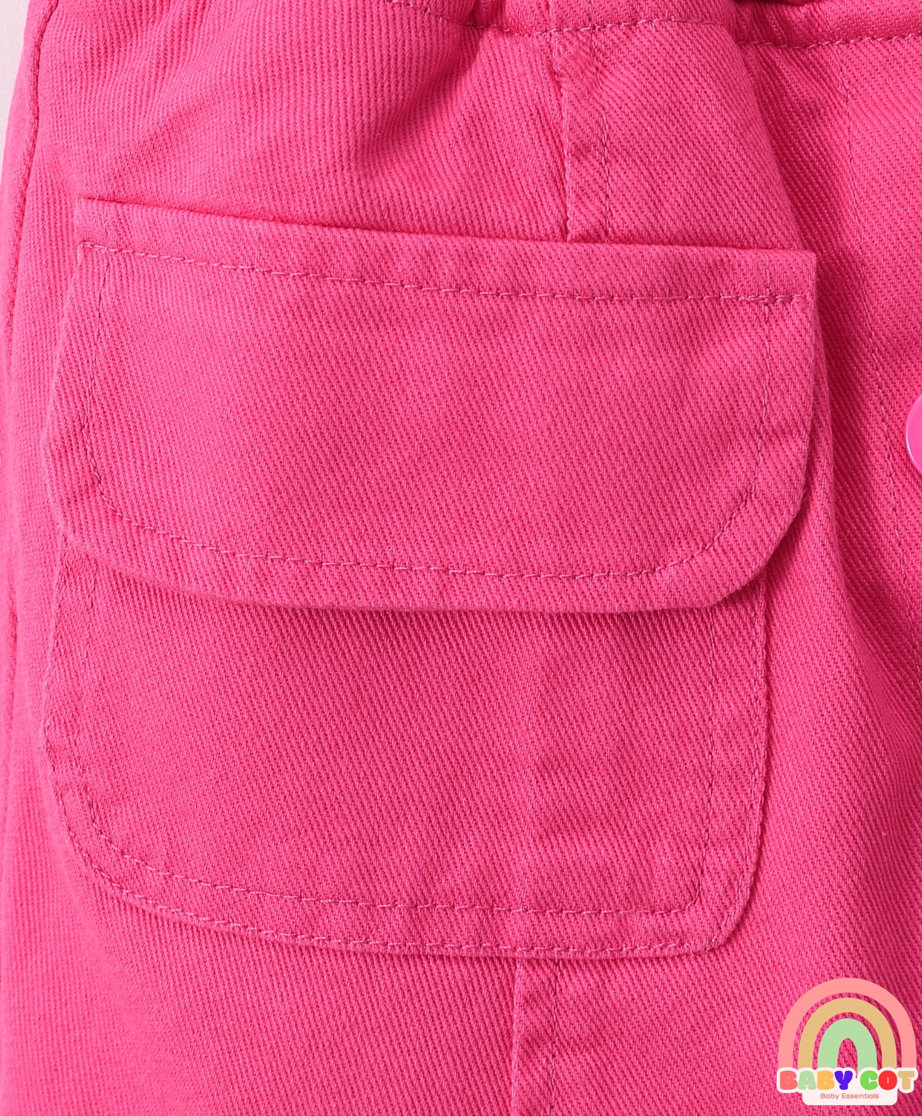 Denim Washed Skorts with Pockets - Dark Pink
