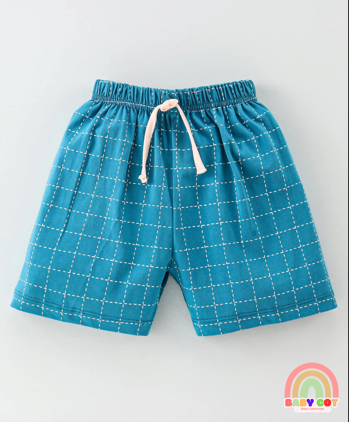 100% Cotton Knit Half Sleeves T-Shirt & Shorts Set with Text Print - Blue