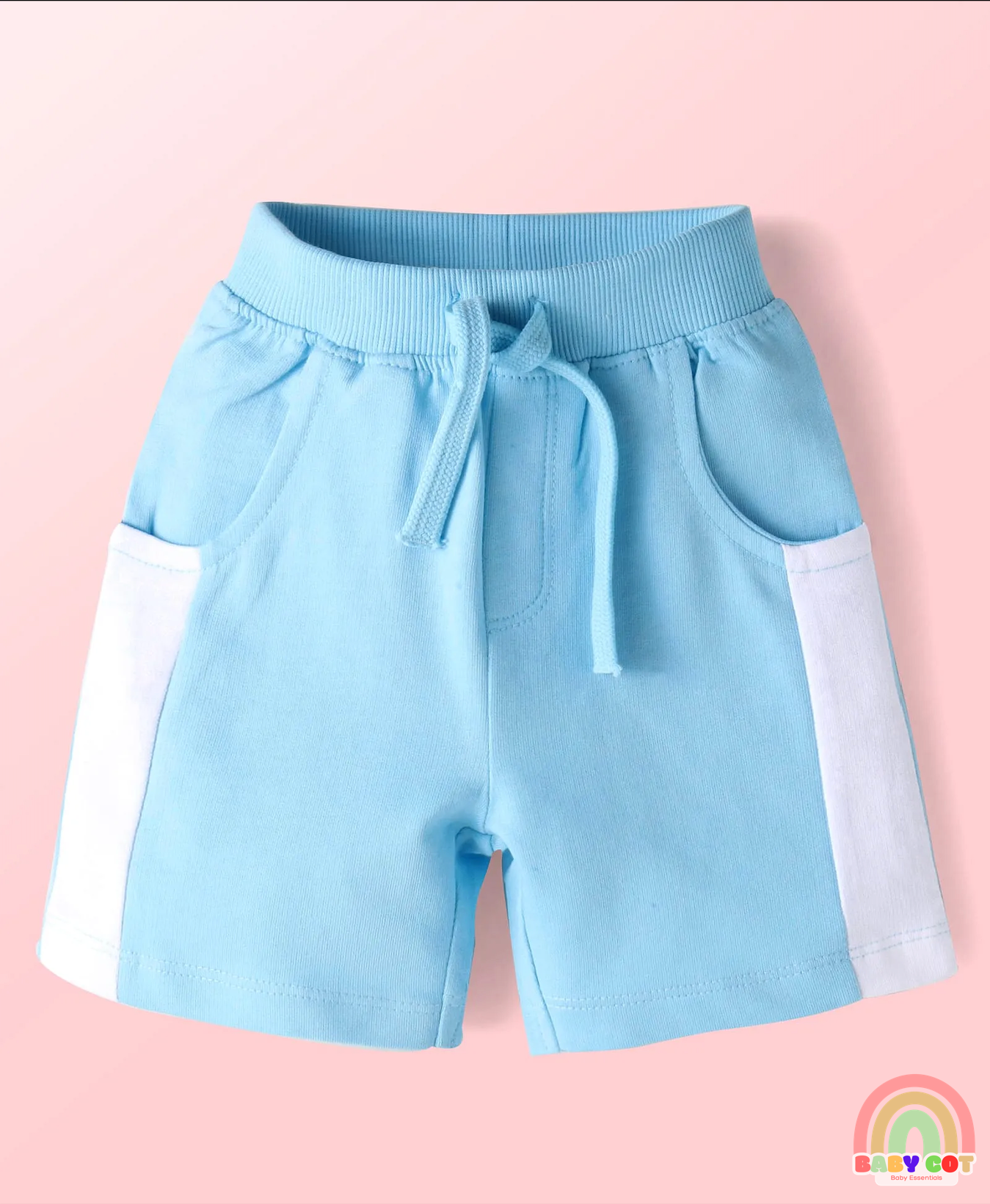 Single Jersey Knit Half Sleeves T-Shirt & Shorts Set With Beach Theme Print - Yellow & Blue