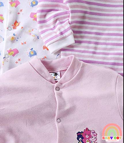 100% Cotton Pink Rompers Sleepsuits Jumpsuit Night Suits for Infants Newborn Baby Boys & Girls