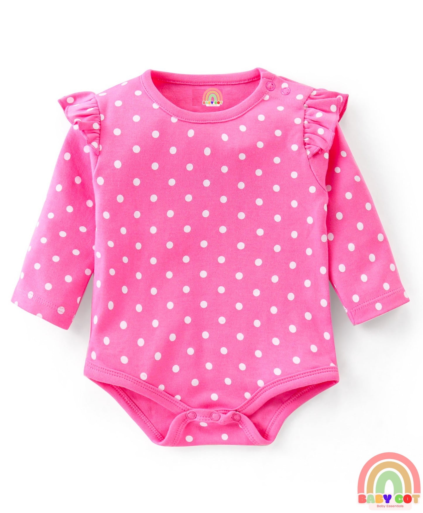 100% Cotton Interlock Full Sleeves Onesies Polka Dots & Floral Print Pack of 3 - Multicolour