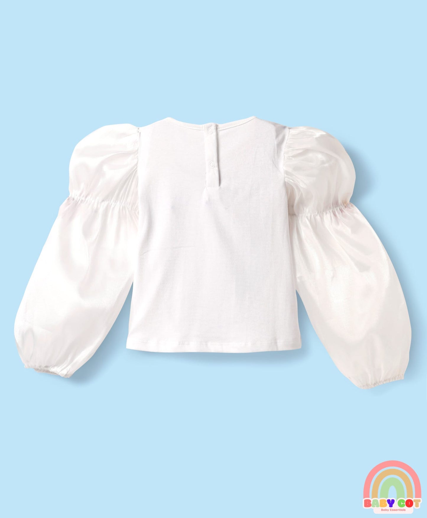 Cotton Knit Frock & Full Balloon Sleeves Inner Tee With Bow Applique - Red & White