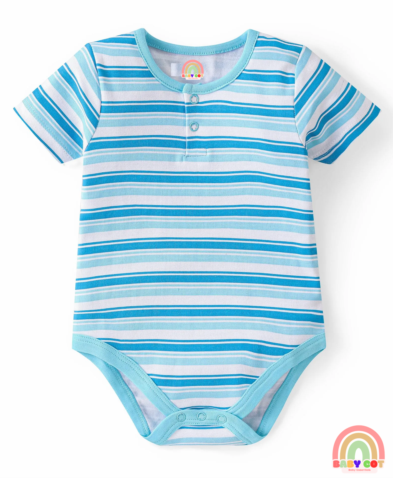 100% Cotton Knit Half Sleeves Striped & Lion Printed Onesies Pack of 5 - Multicolour