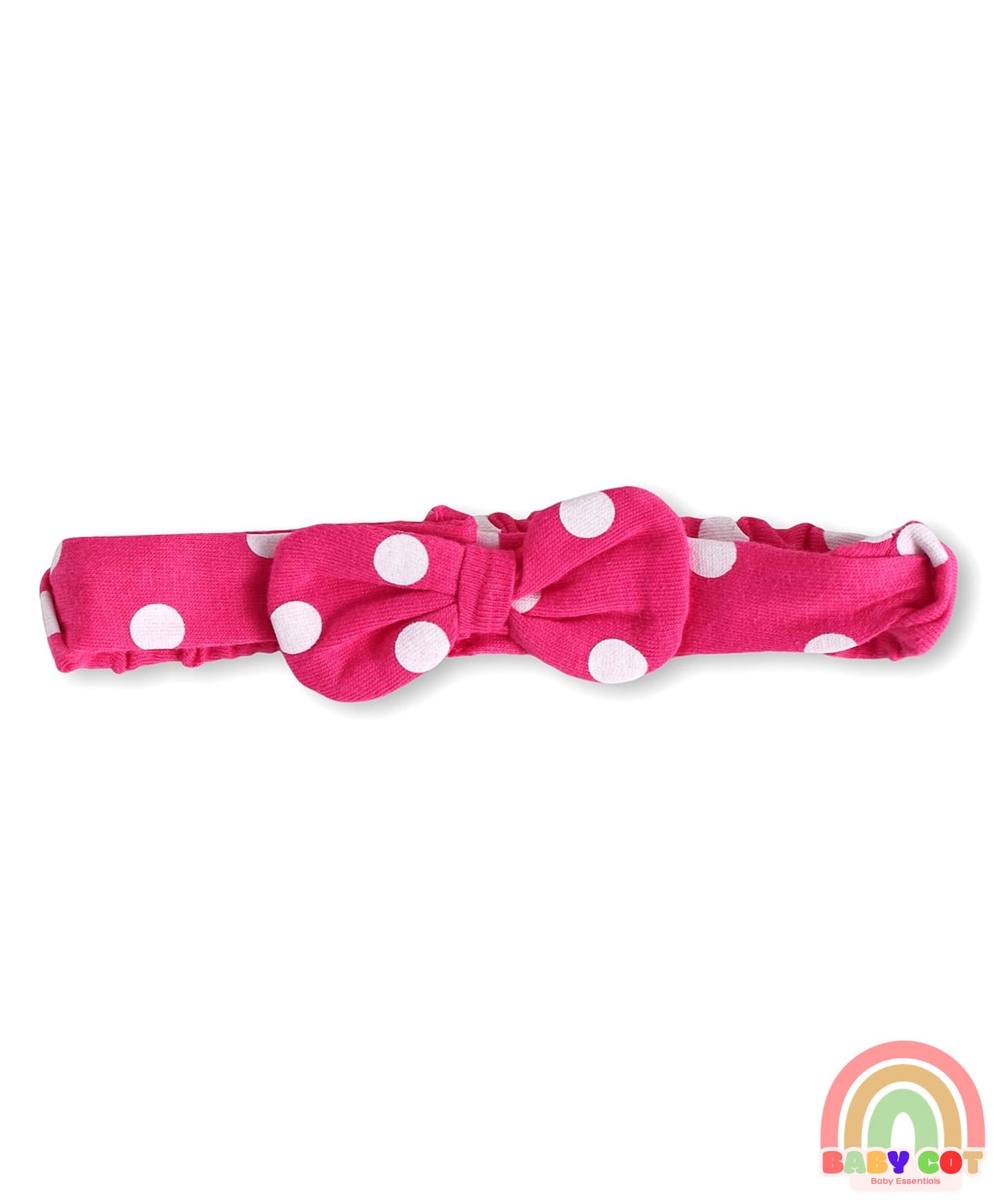 Interlock Knit Full Sleeves Onesie With Deer & Polka Dot Print & Headband - Navy Blue & Dark Pink