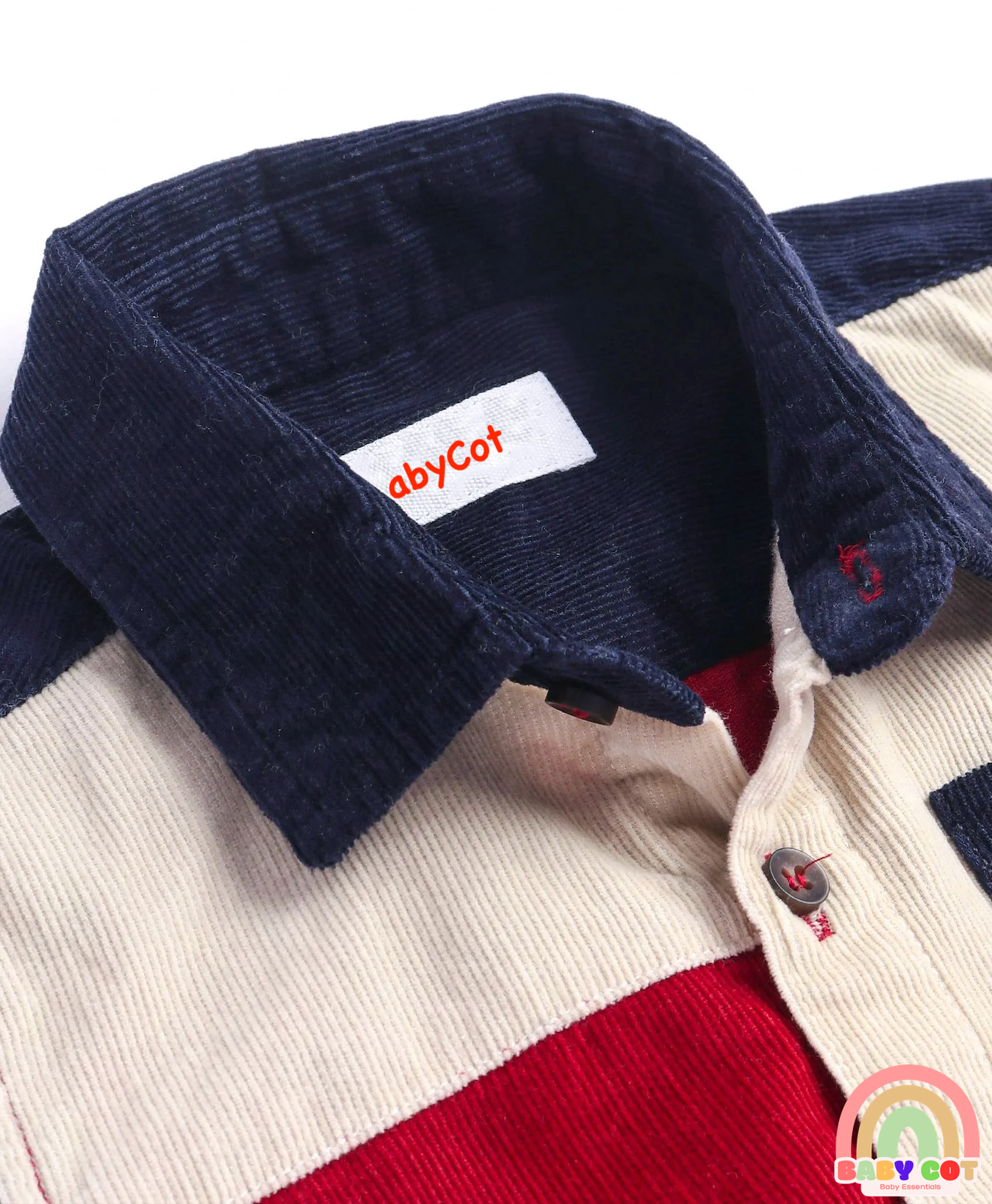 Cotton Woven Full Sleeves Corduroy Shirt With Cut & Sew Design - Dark Red