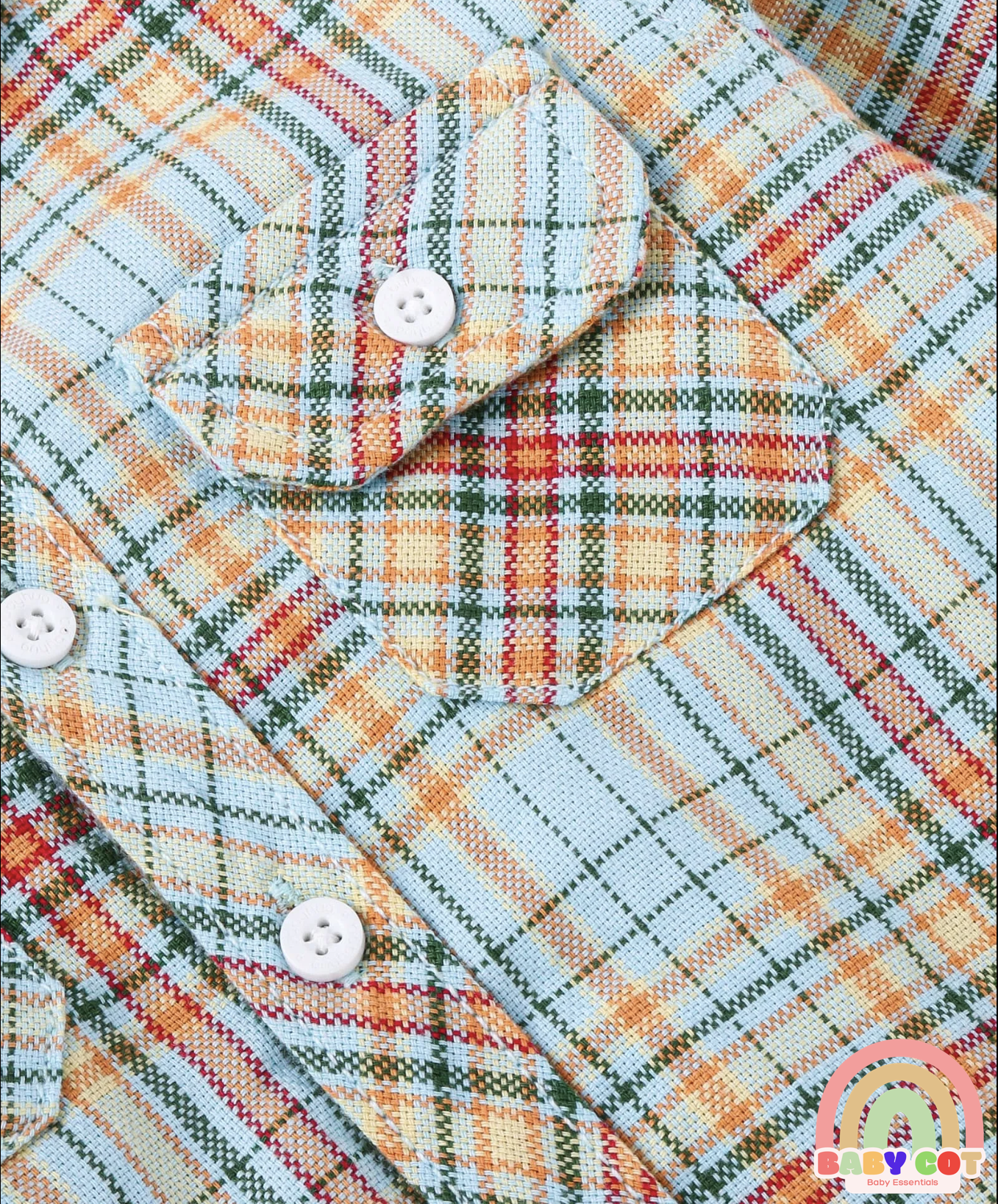 Cotton Woven Full Sleeves Hooded Shirt With Checks - Light Blue