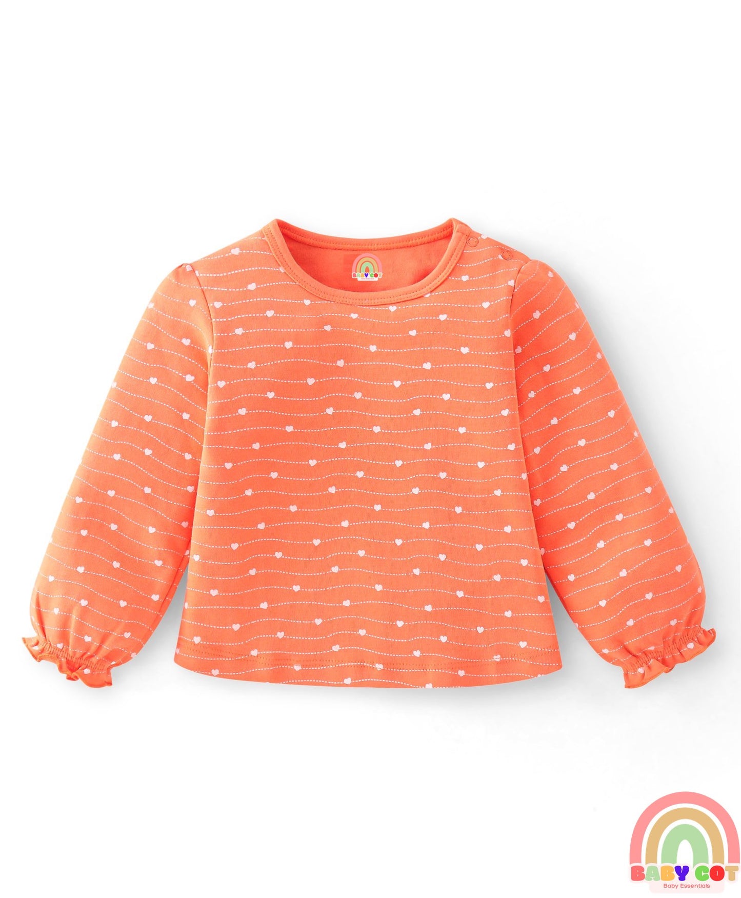 100% Cotton Knit with Eco-Jiva Finish Full Sleeves T-Shirts Polka Dots & Heart Print Pack of 3 - Multicolour