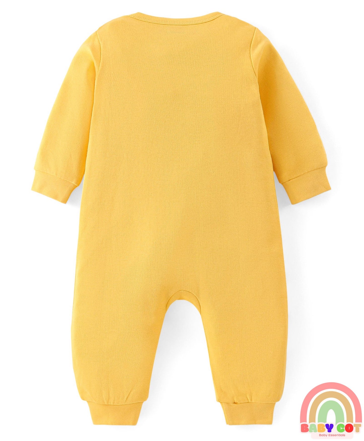 100% Interlock Cotton Knit Full Sleeves Rompers With Strawberries & Floral Print Pack of 2 - Yellow & Blue