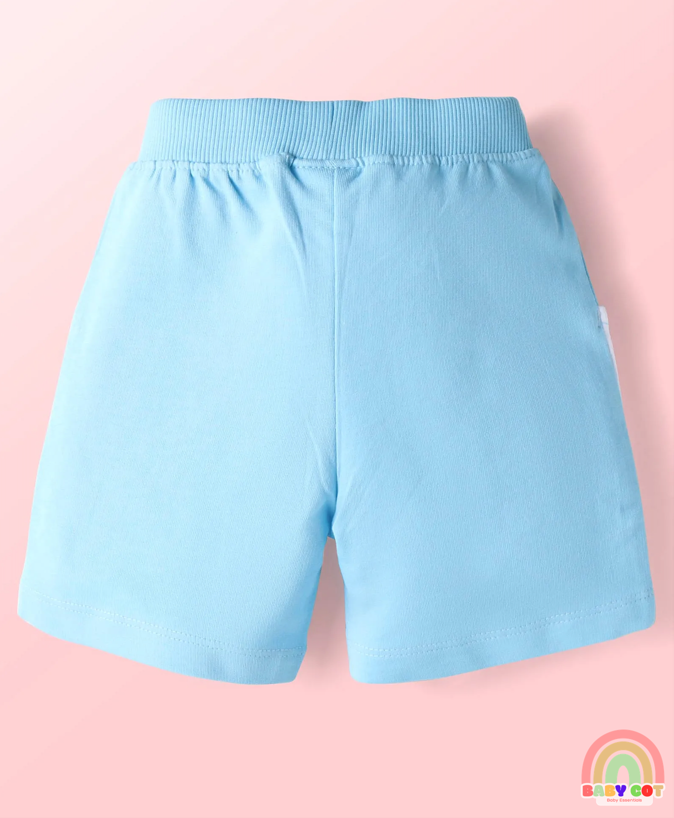 Single Jersey Knit Half Sleeves T-Shirt & Shorts Set With Beach Theme Print - Yellow & Blue