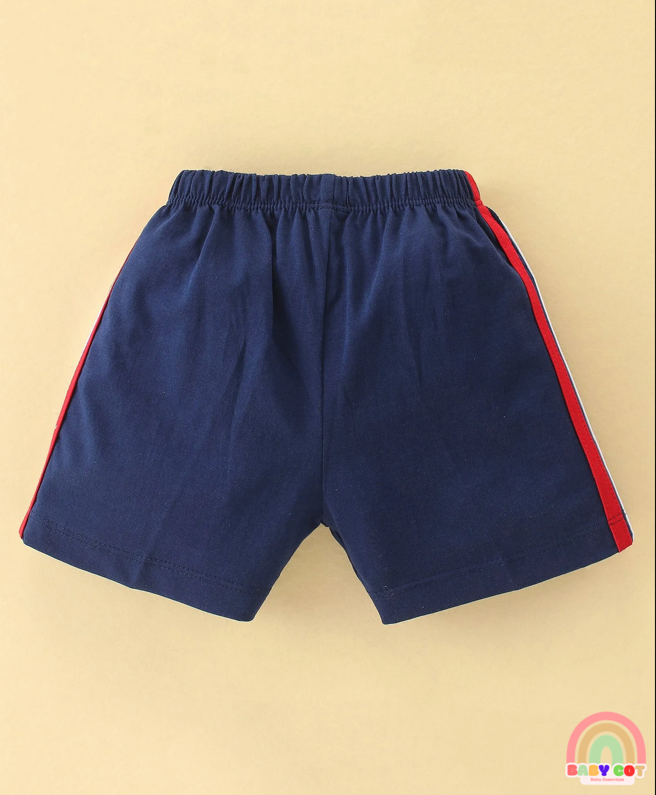 100% Cotton Knit Half Sleeves T-Shirt & Shorts With Star Print - White & Navy Blue
