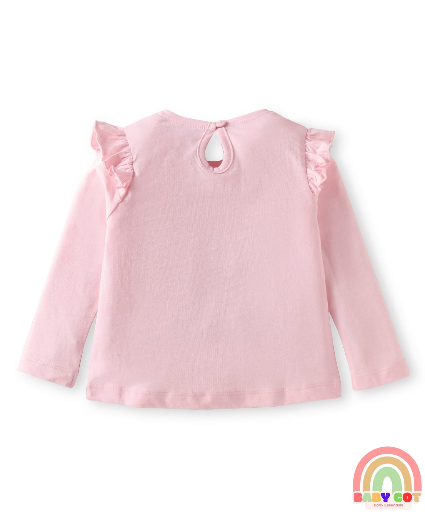 Cotton Knit Full Sleeves T-Shirts With Heart & Floral Print Pack of 3 - Orange Dark Pink & Light Pink