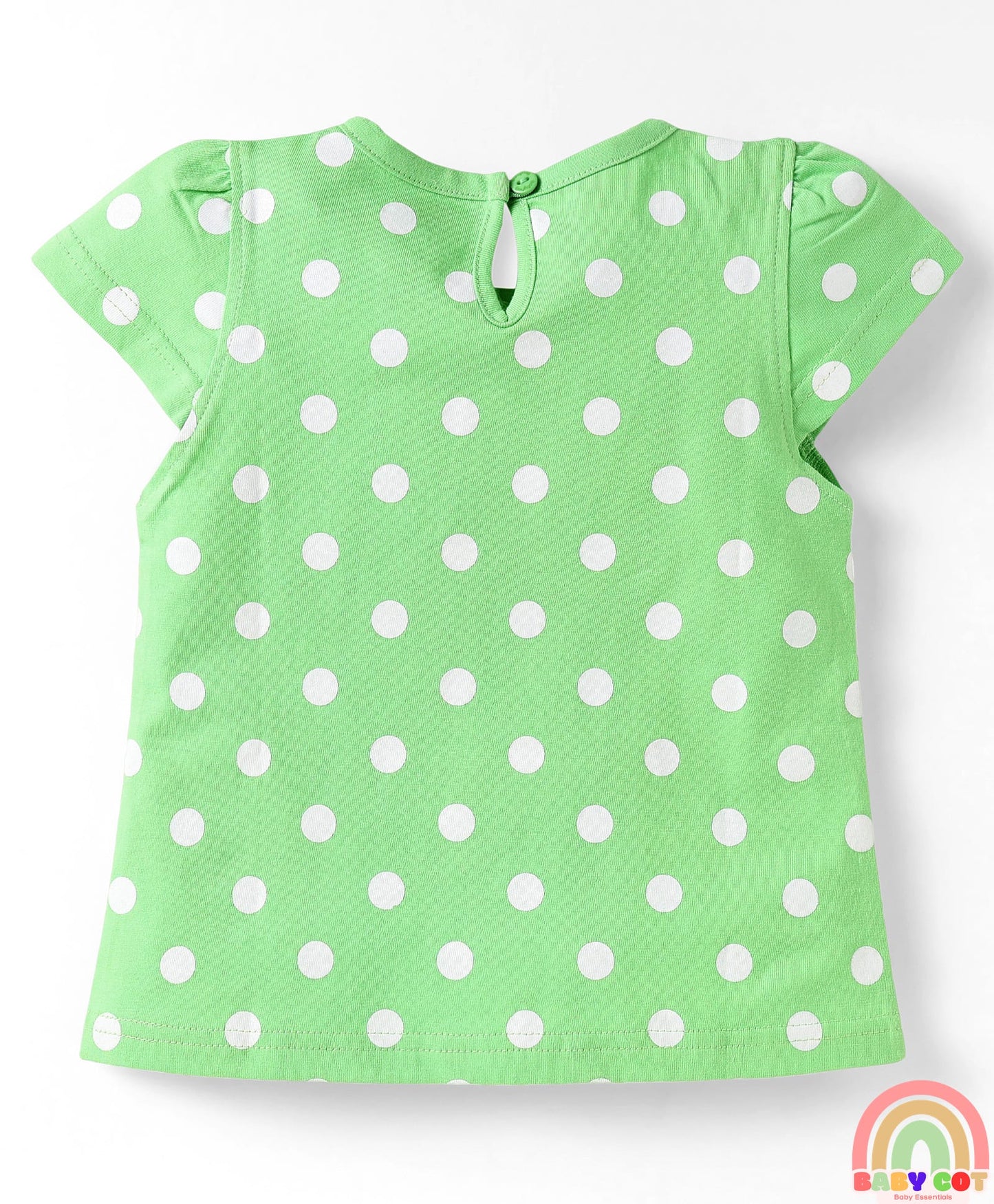 Cotton Knit Half Sleeves T-Shirts With Polka Dot & Floral Print Pack Of 3 - Pink & Light Green