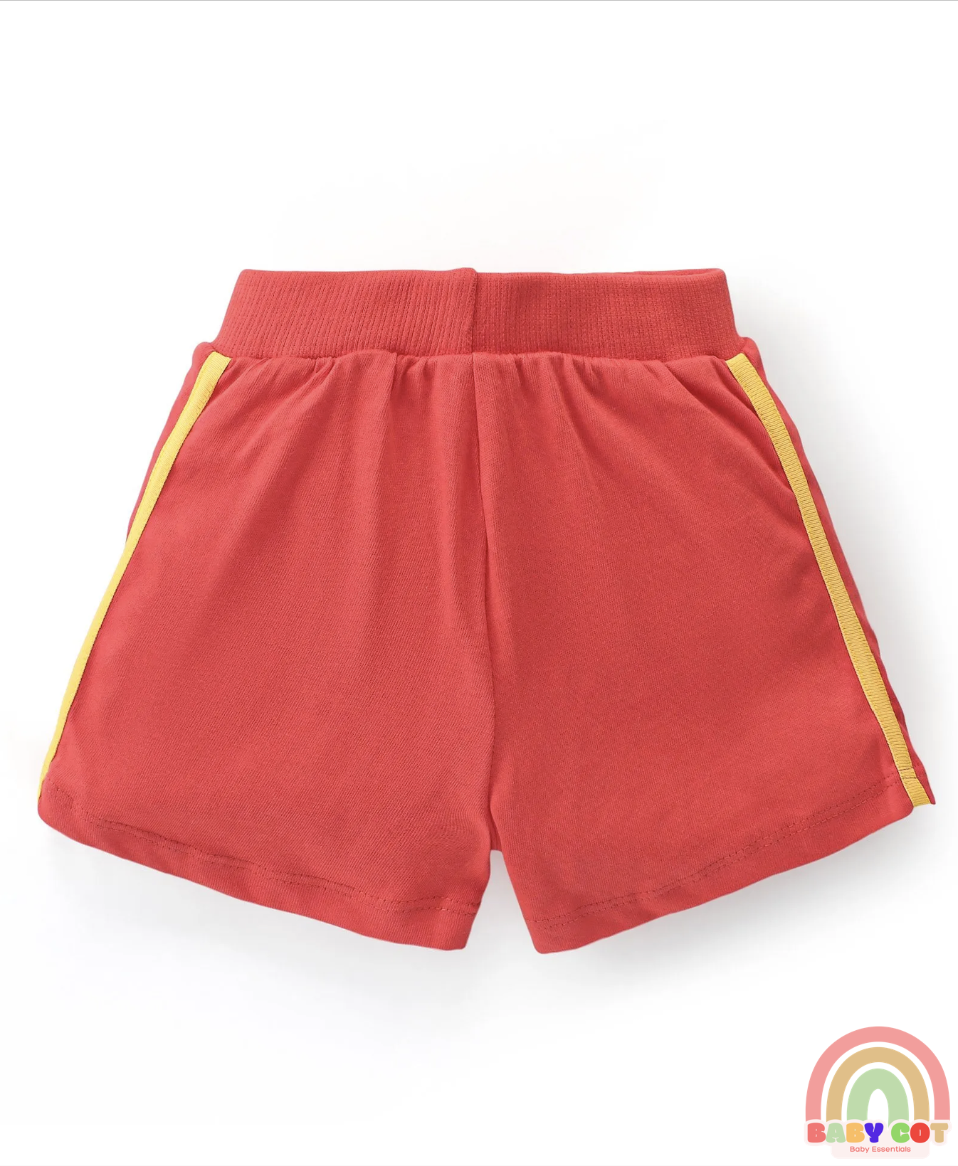 Cotton Knit Shorts With Varsity Print Pack Of 3 - Red Blue & Yellow