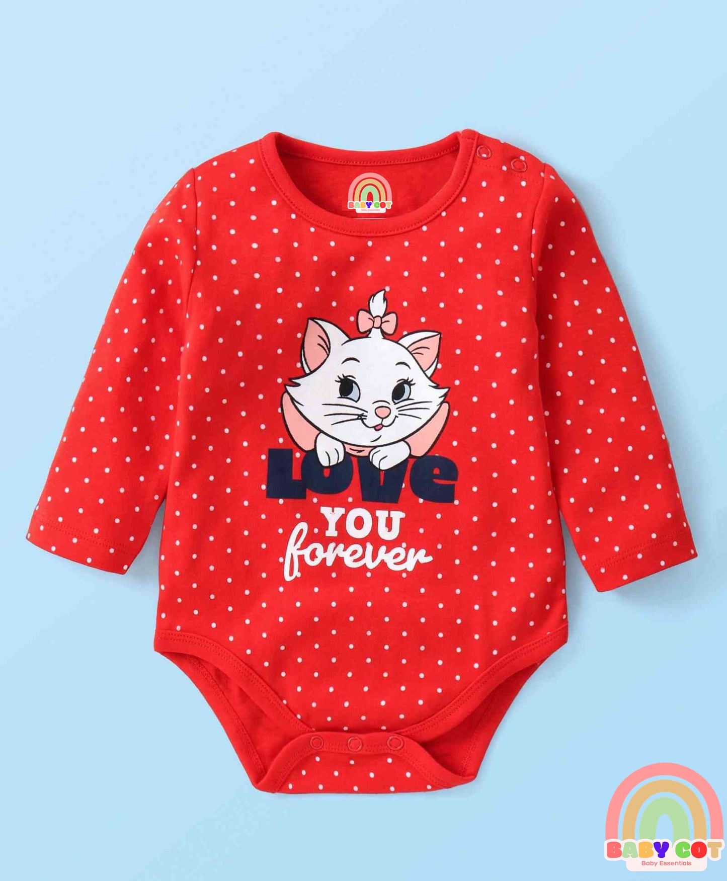 Interlock Knit Full Sleeve Onesies with Aristocats - Marie Graphics Pack of 3 - Red Pink & White