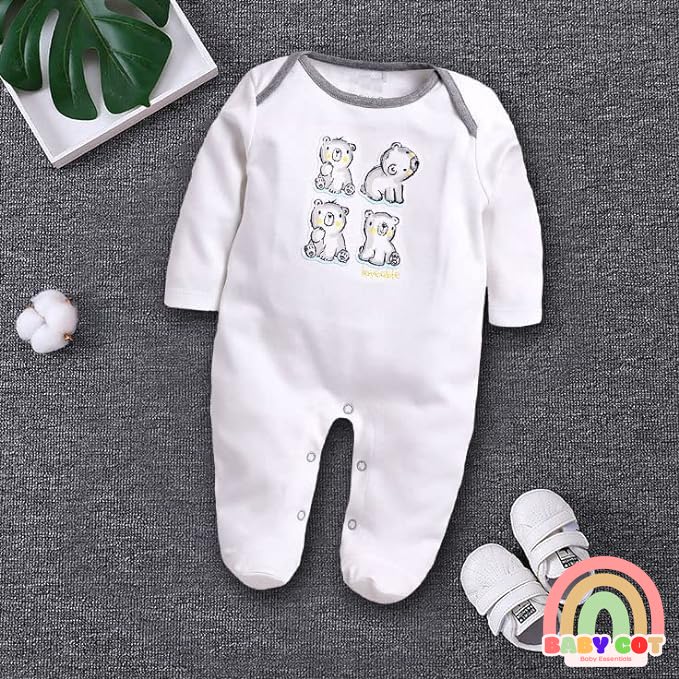 White Mellange 100% Pure Cotton Romper for Boys/Girls UNISEX
