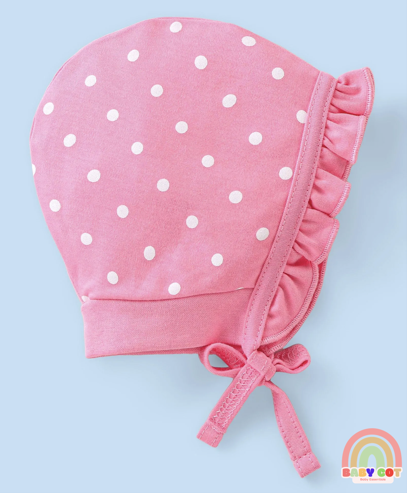 100% Cotton Cap with Knot Polka Dot & Floral Print Pack of 2 - Pink
