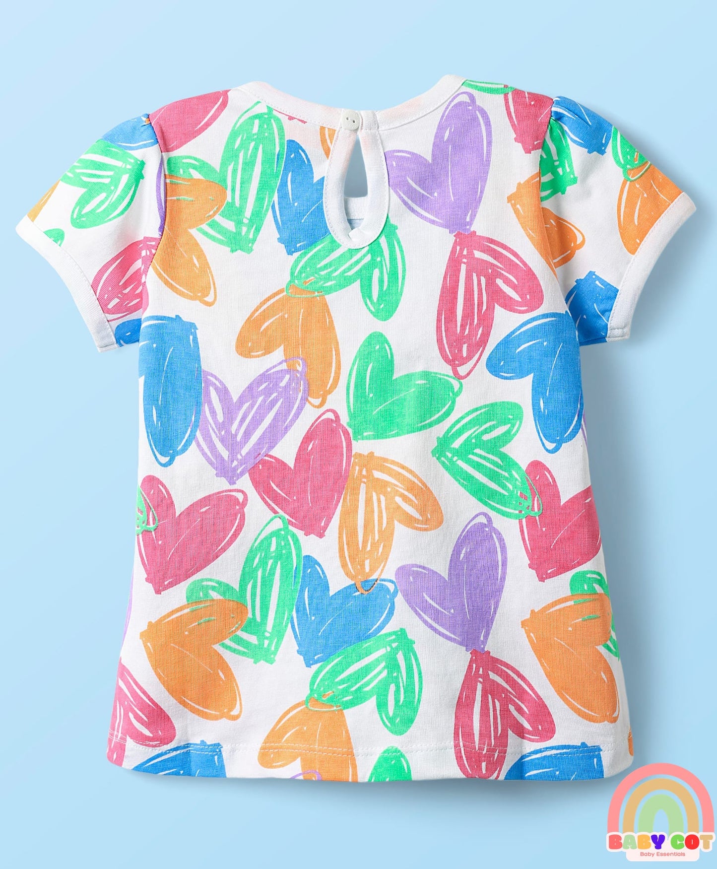 100% Cotton Knit Half Sleeves T-Shirts With Polka Dots Heart & Enjoy The Day Text Print Pack of 3 - Pink & White