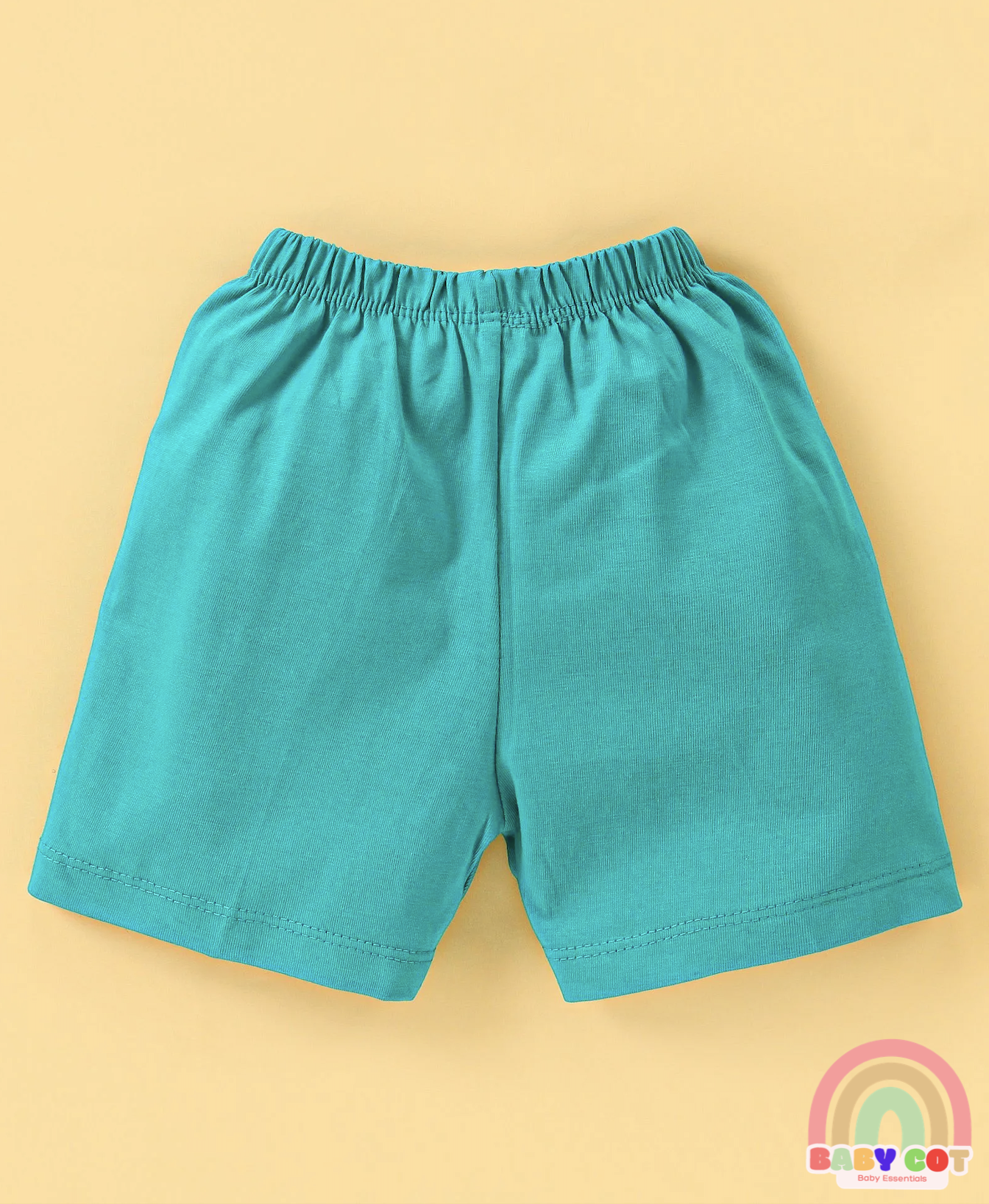 100% Cotton Knit Half Sleeves T-Shirt & Shorts Set with Car Print - Green