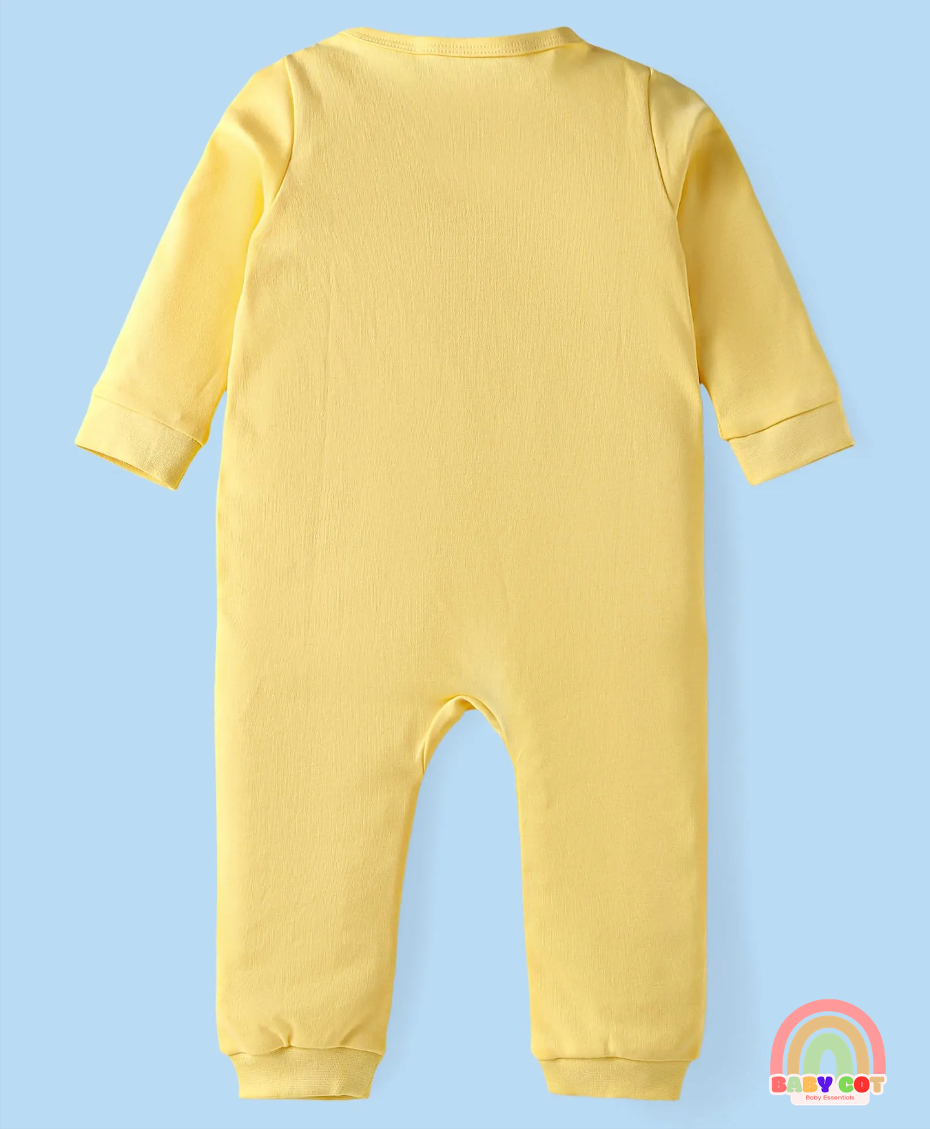 Interlock Knit Full Sleeves Rompers With Printed Graphics Pack of 3 - Yellow White & Blue