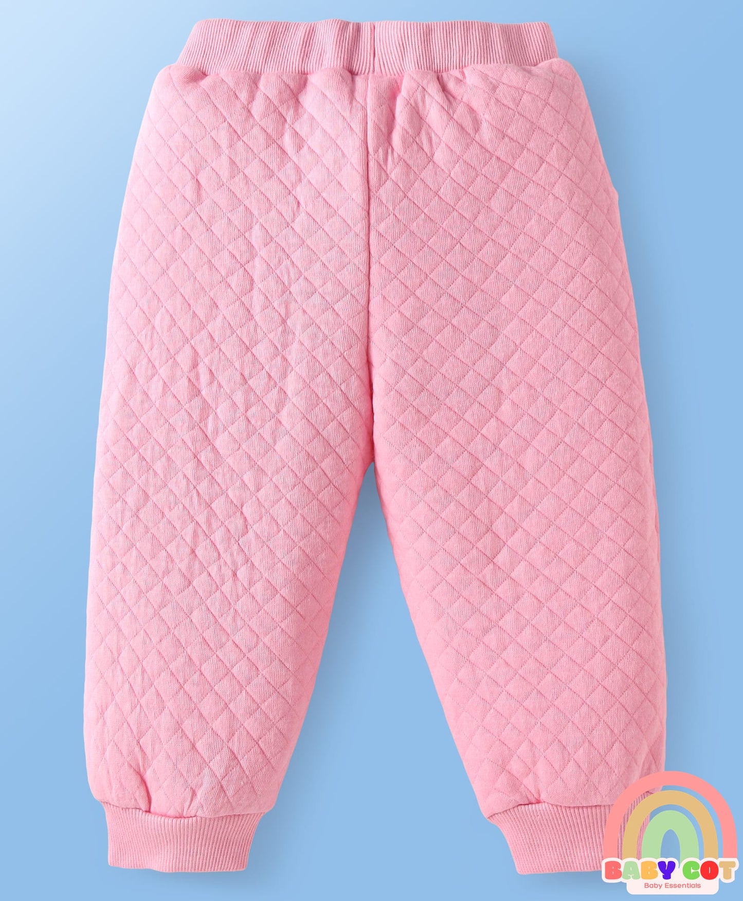 100% Cotton Solid Dyed Full Sleeves Top & Legging Set with Floral Applique & Frill Detailing- White & Pink