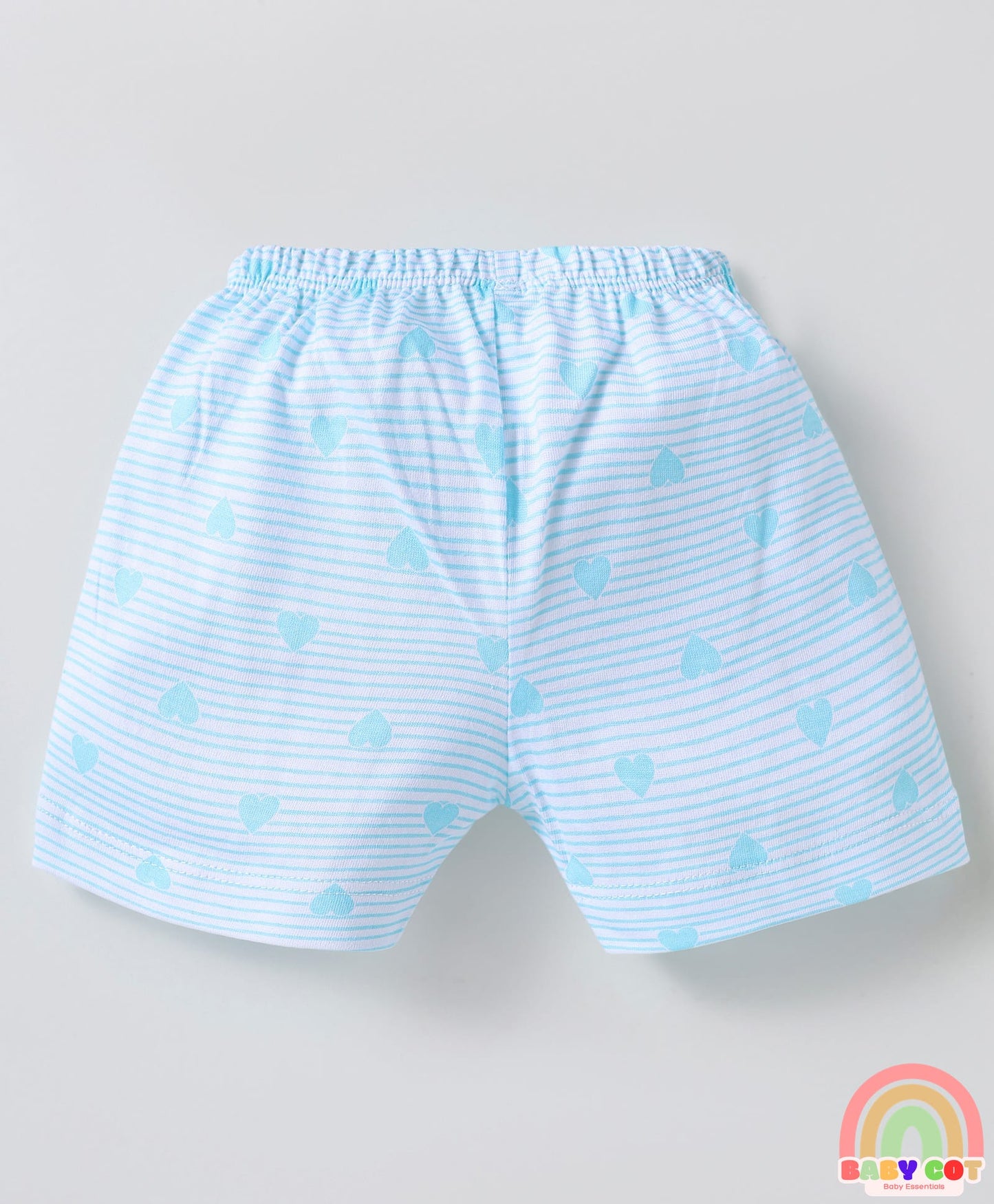 Single Jersey Knit Above Knee Length Shorts With Floral & Heart Print Pack Of 5 - Light Multicolour