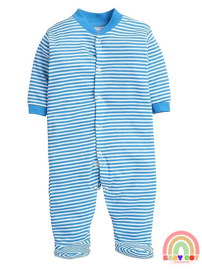 100% Cotton Turquoise Rompers Sleepsuits Jumpsuit Night Suits for Infants Newborn Baby Boys & Girls