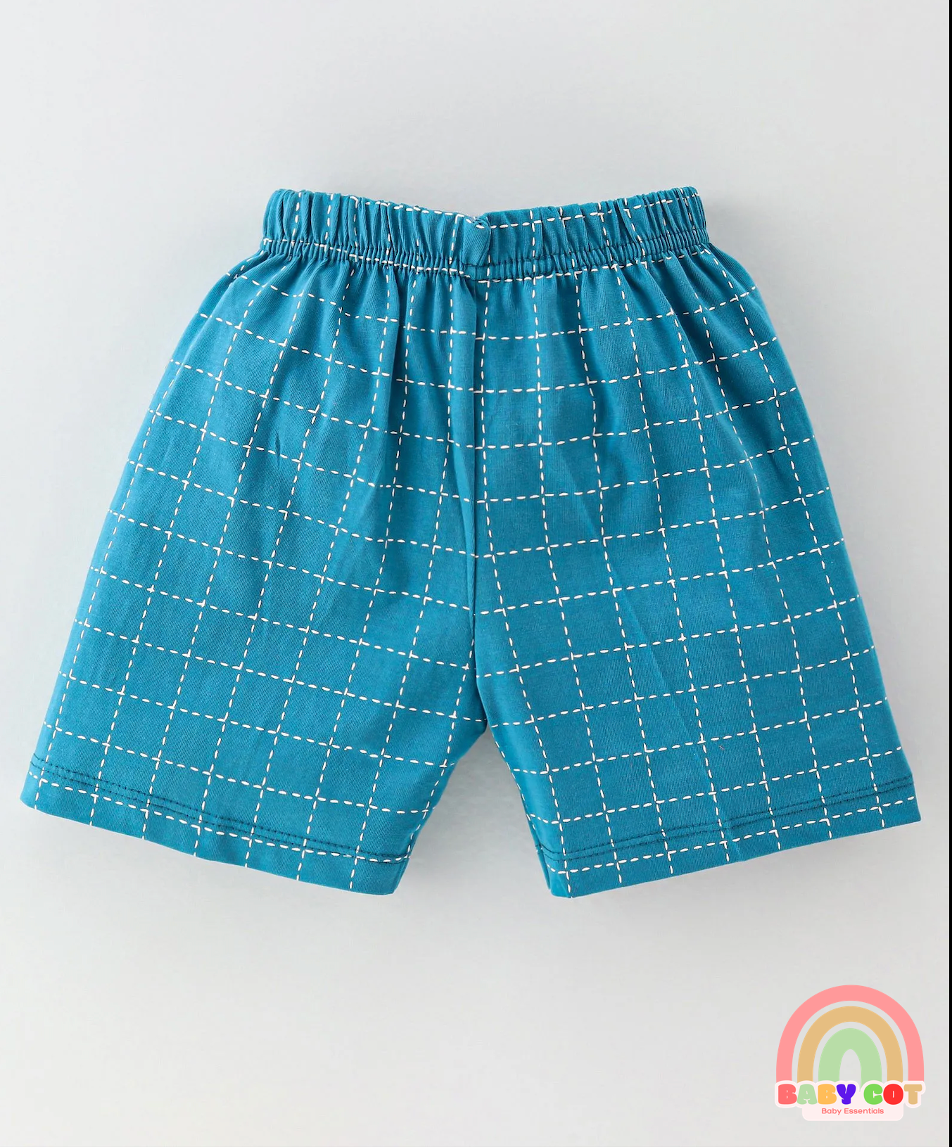 100% Cotton Knit Half Sleeves T-Shirt & Shorts Set with Text Print - Blue
