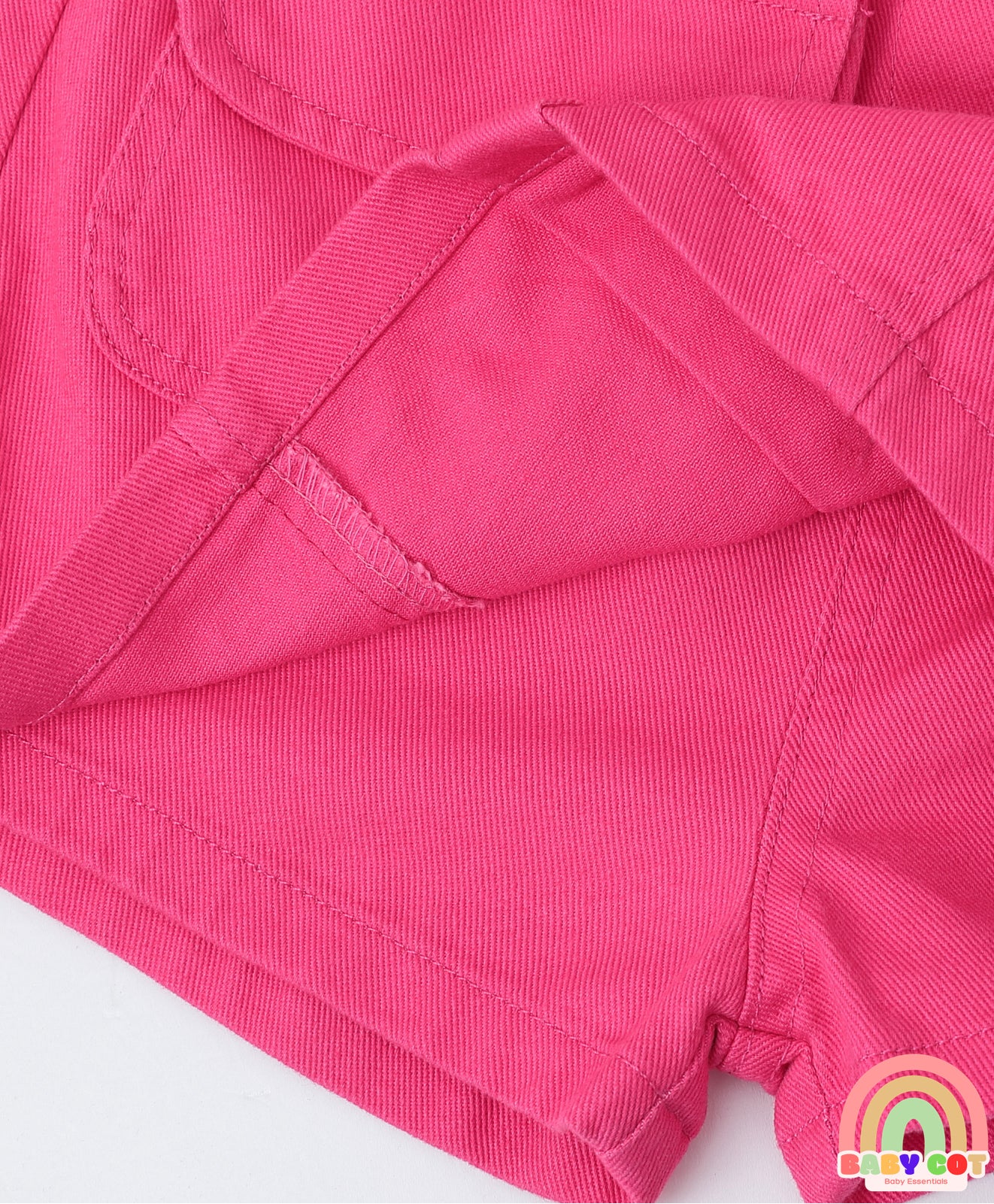Denim Washed Skorts with Pockets - Dark Pink