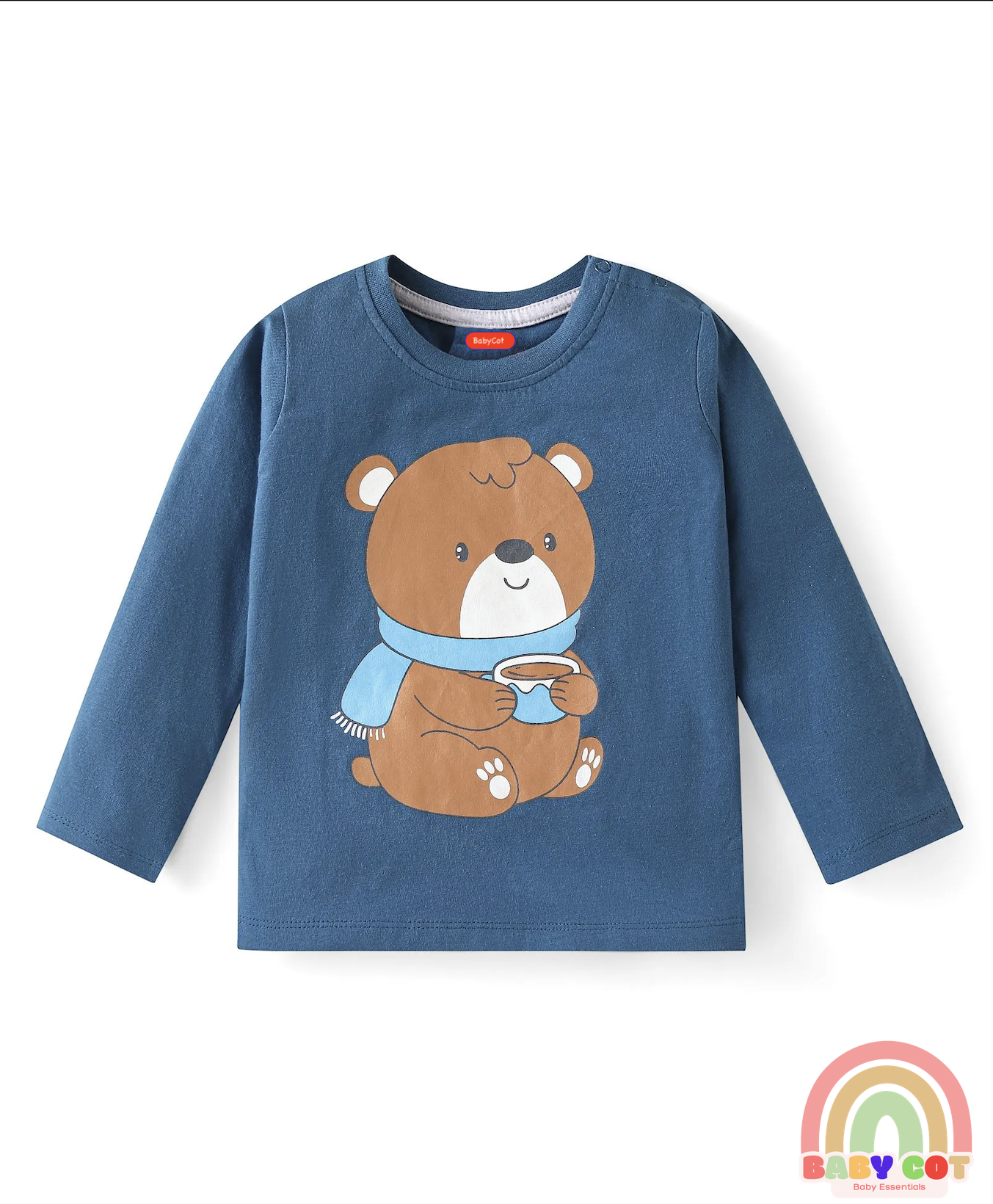 Cotton Knit Full Sleeves T-Shirt with Animal Print Pack of 3 - Blue Green & Orange