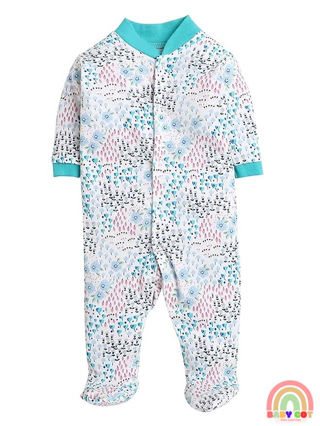100% Cotton Mint Rompers Sleepsuits Jumpsuit Night Suits for Infants Newborn Baby Boys & Girls