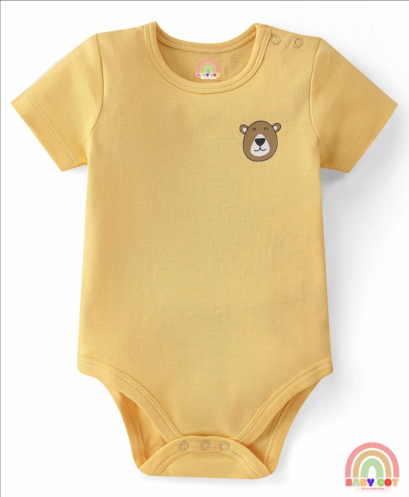 100% Cotton Knit Half Sleeves Striped & Lion Printed Onesies Pack of 5 - Multicolour
