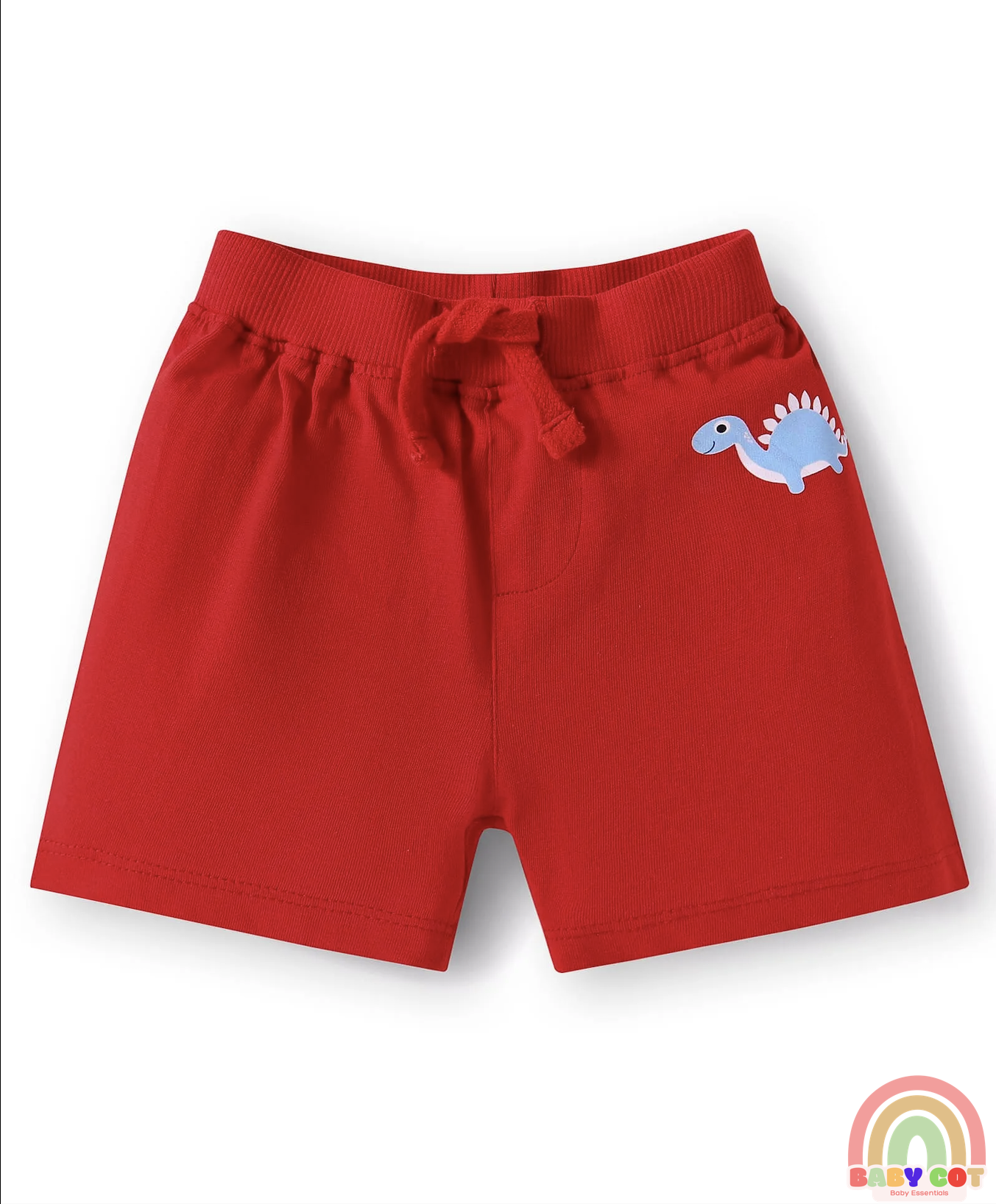 Single Jersey Knit Shorts with Stripes & Dino Print of 3 - Blue & Red
