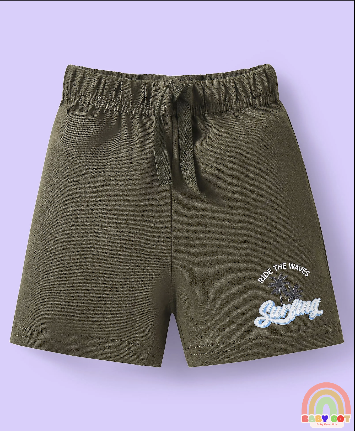 Single Jersey Knit Mid Thigh Shorts with Tropical & Text Print Pack of 3 - Black & Grey