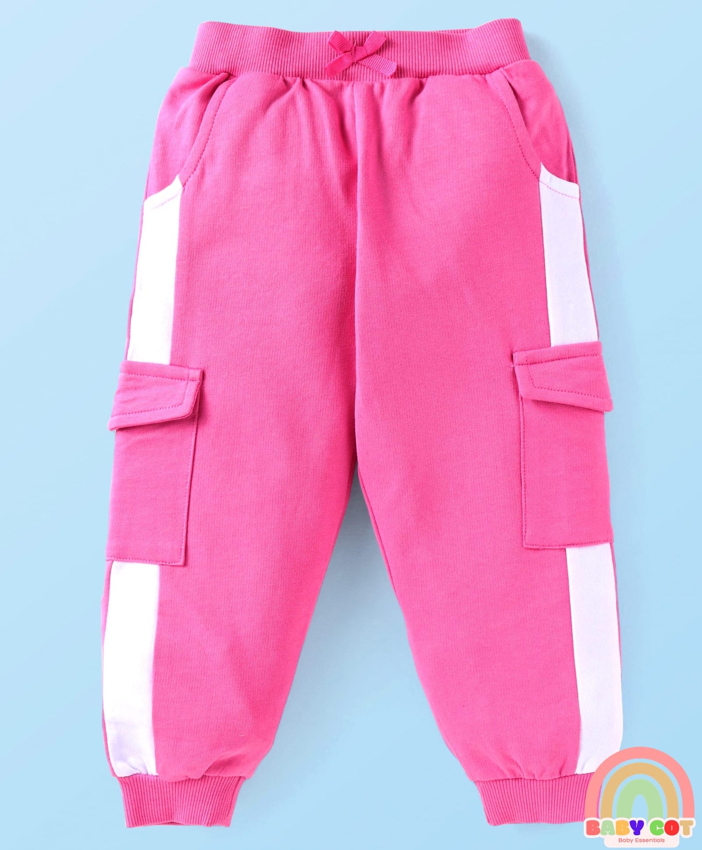 Terry Knit Full Sleeves Hooded Sweatjacket & Lounge Pant Set With T-Shirt & Animal Patch - Dark Pink & White