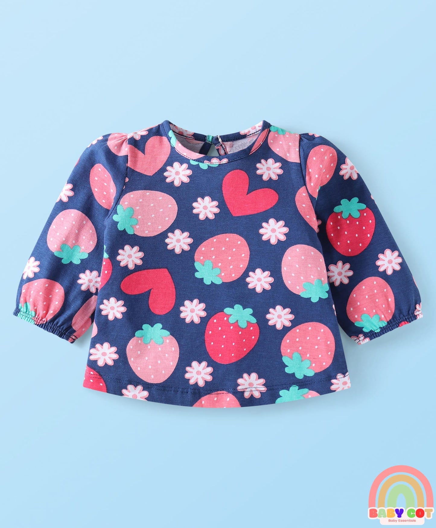 Cotton Knit Full Sleeves T-Shirts With Fruit & Polka Dot Print Pack of 5 - Multi Colour