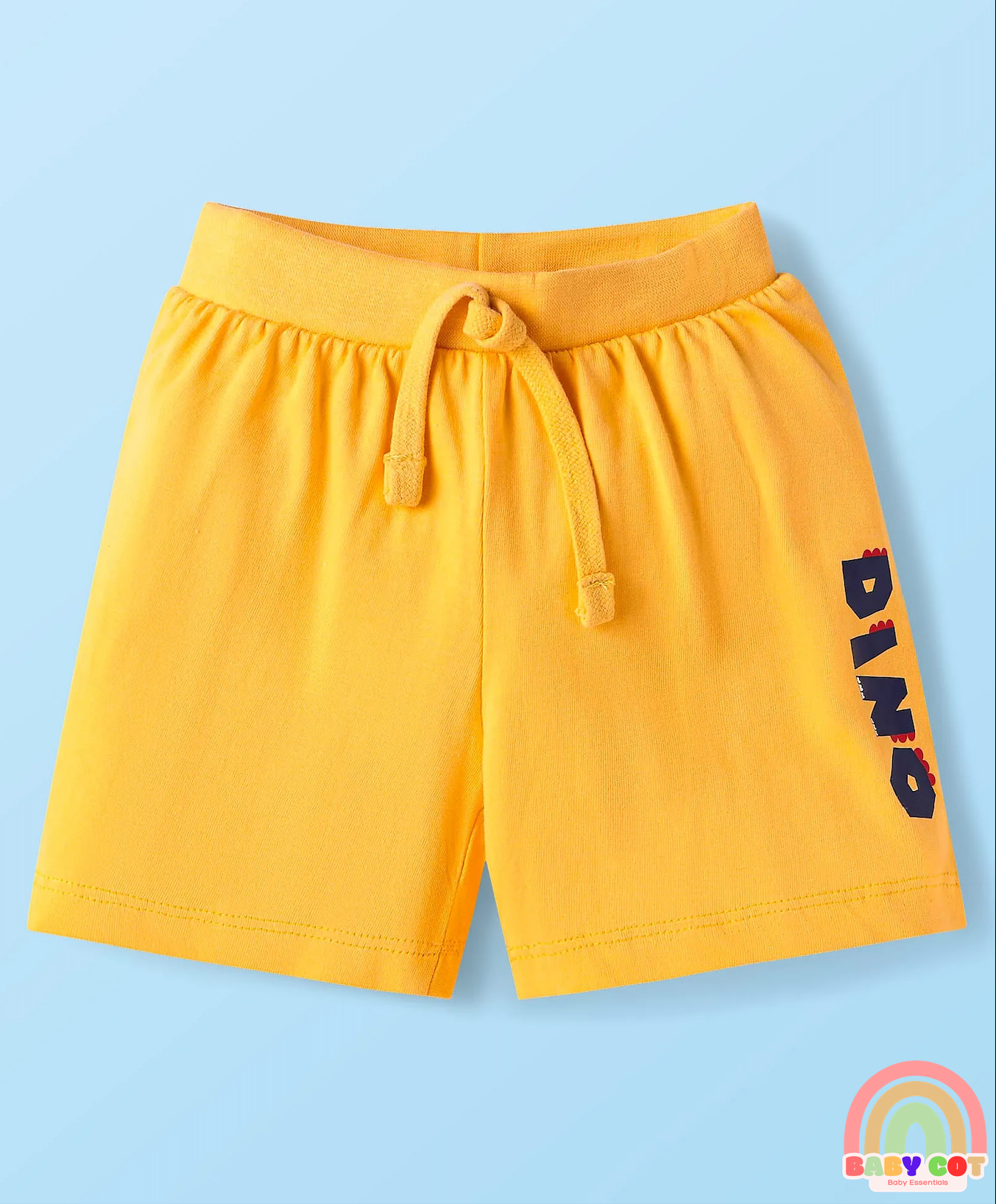 Single Jersey Shorts with Stripes & Dino Print Pack of 3 - Yellow & Navy Blue