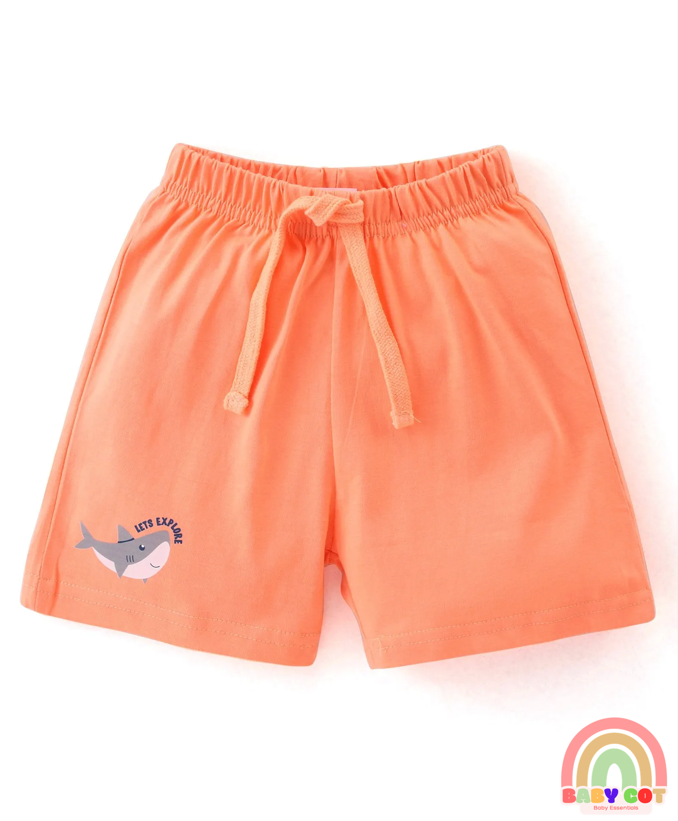 Cotton Knit Shorts with Shark & Text Print Pack of 3 - Multicolour