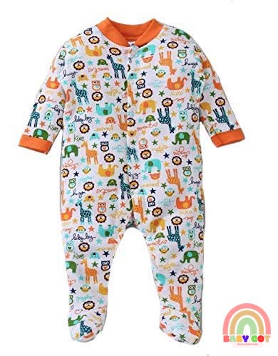 100% Cotton Orange Rompers Sleepsuits Jumpsuit Night Suits for Infants Newborn Baby Boys & Girls