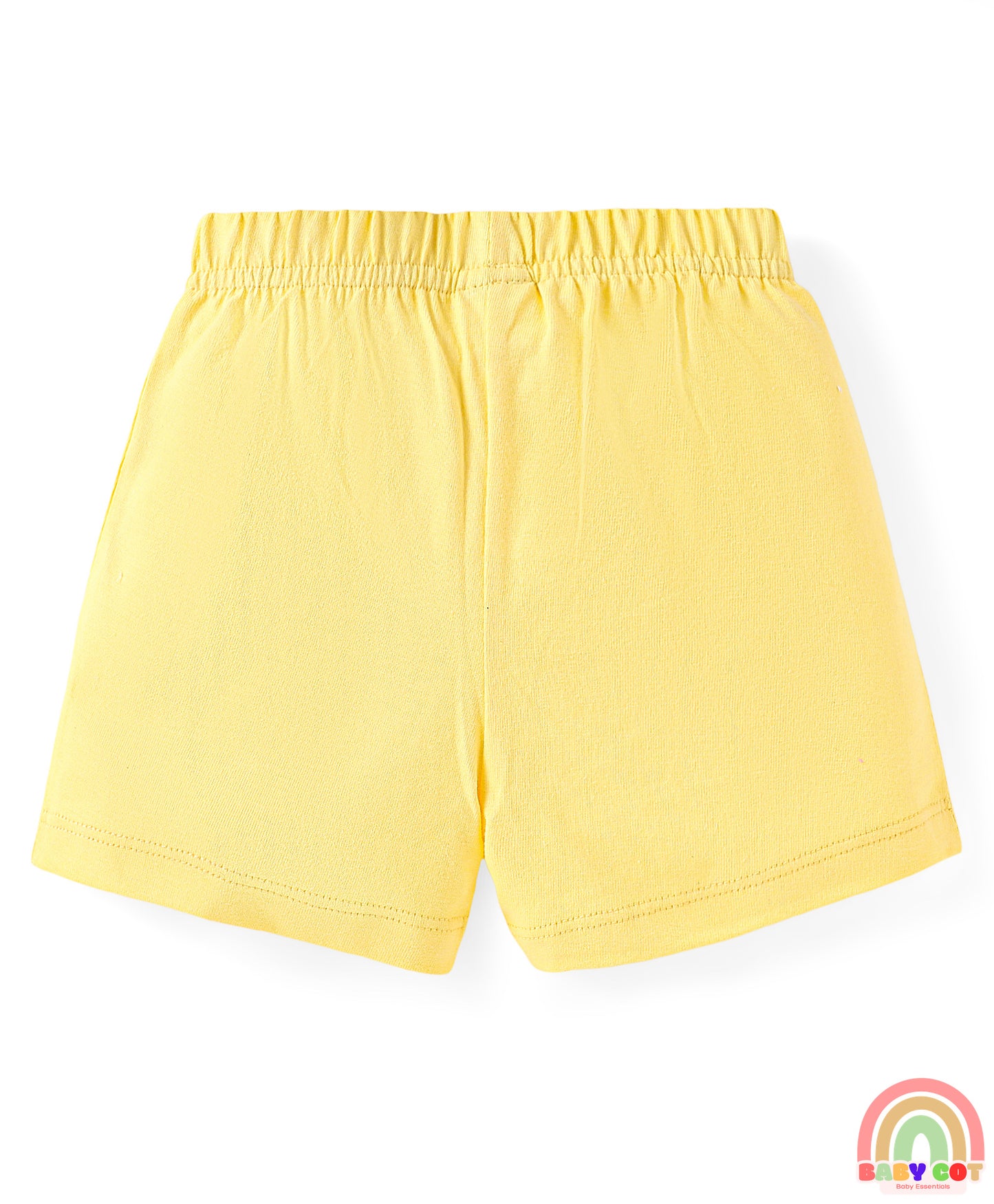 Cotton Single Jersey Knit Mid Thigh Shorts With Floral & Polka Dot Print Pack of 3 - Pink Navy & Yellow