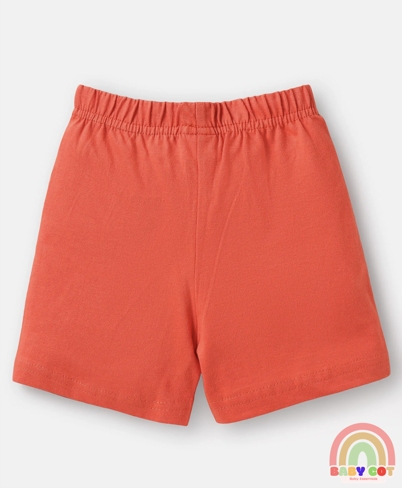 Cotton Knit Mid Thigh Length Shorts with Tropical Theme Print & Stripes Pack of 3 - Red Blue & Light Green