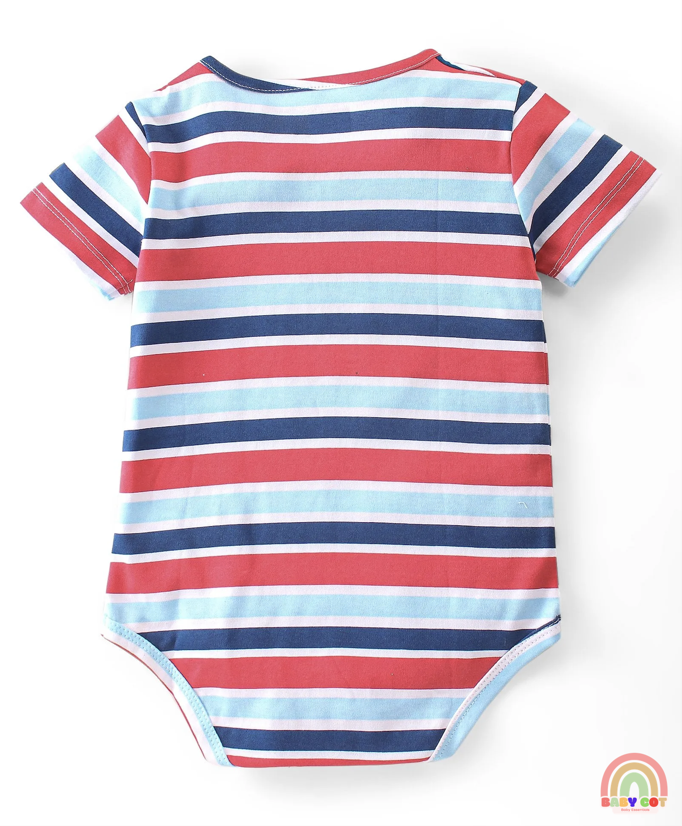 100% Cotton Knit Half Sleeves Striped & Bear Printed Onesies Pack of 3 - Multicolour