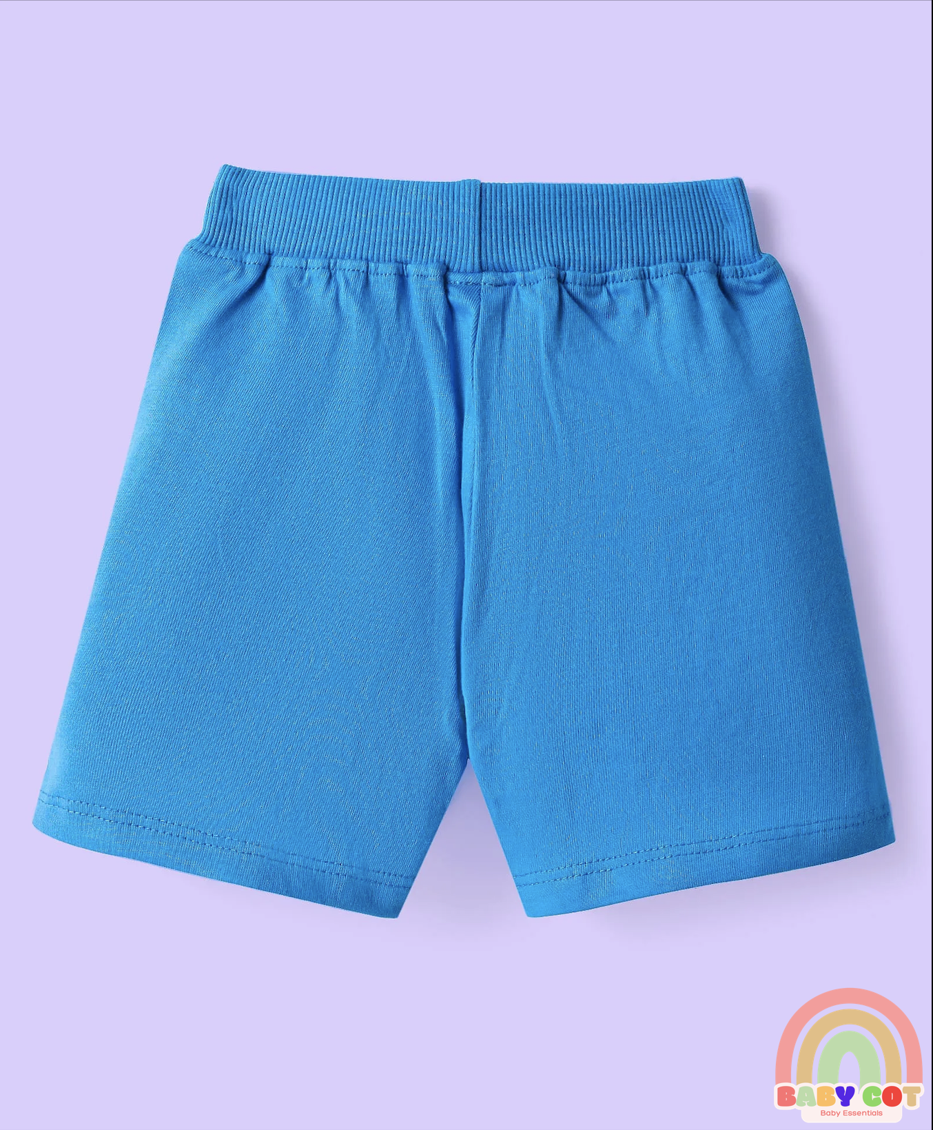 Cotton Knit Mid Thigh Length Shorts with Text Print & Tape Detailing Pack of 3 - Orange & Blue