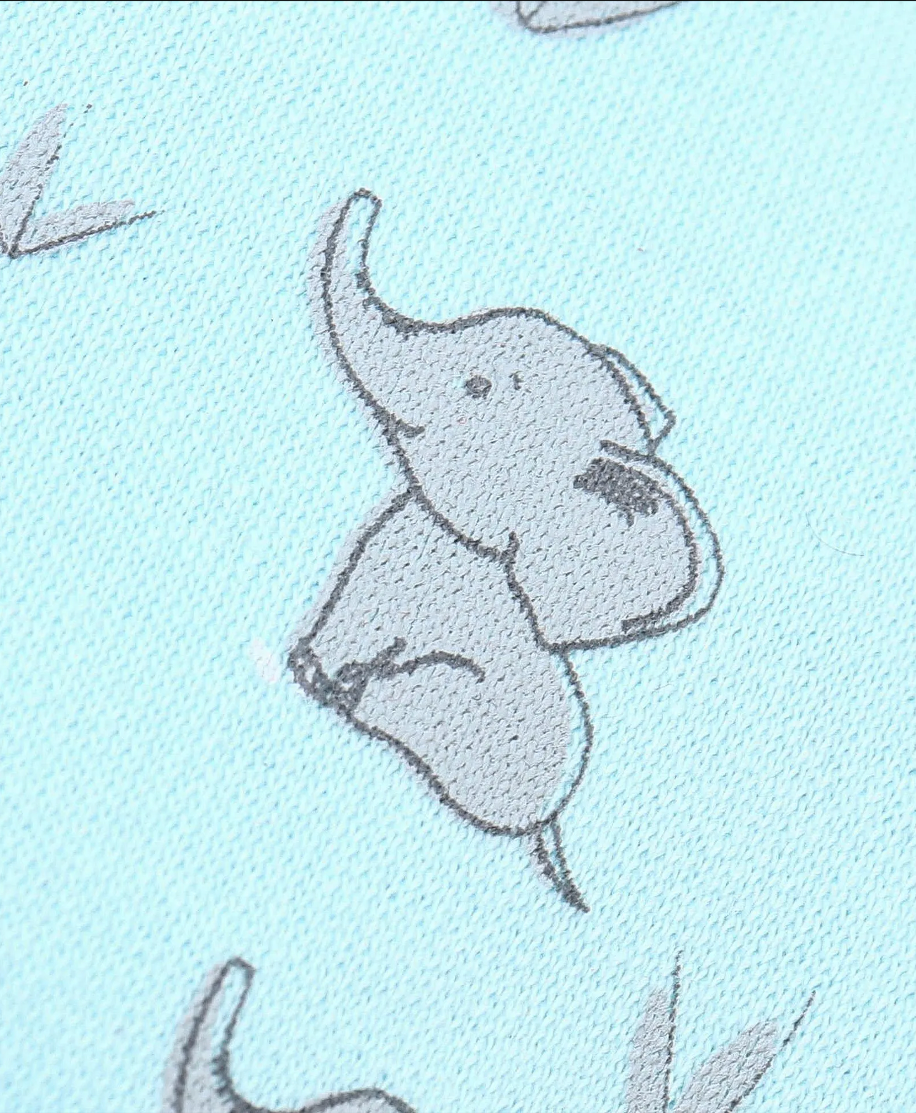 100% Cotton Cap Mittens And Booties Elephant Print - Blue