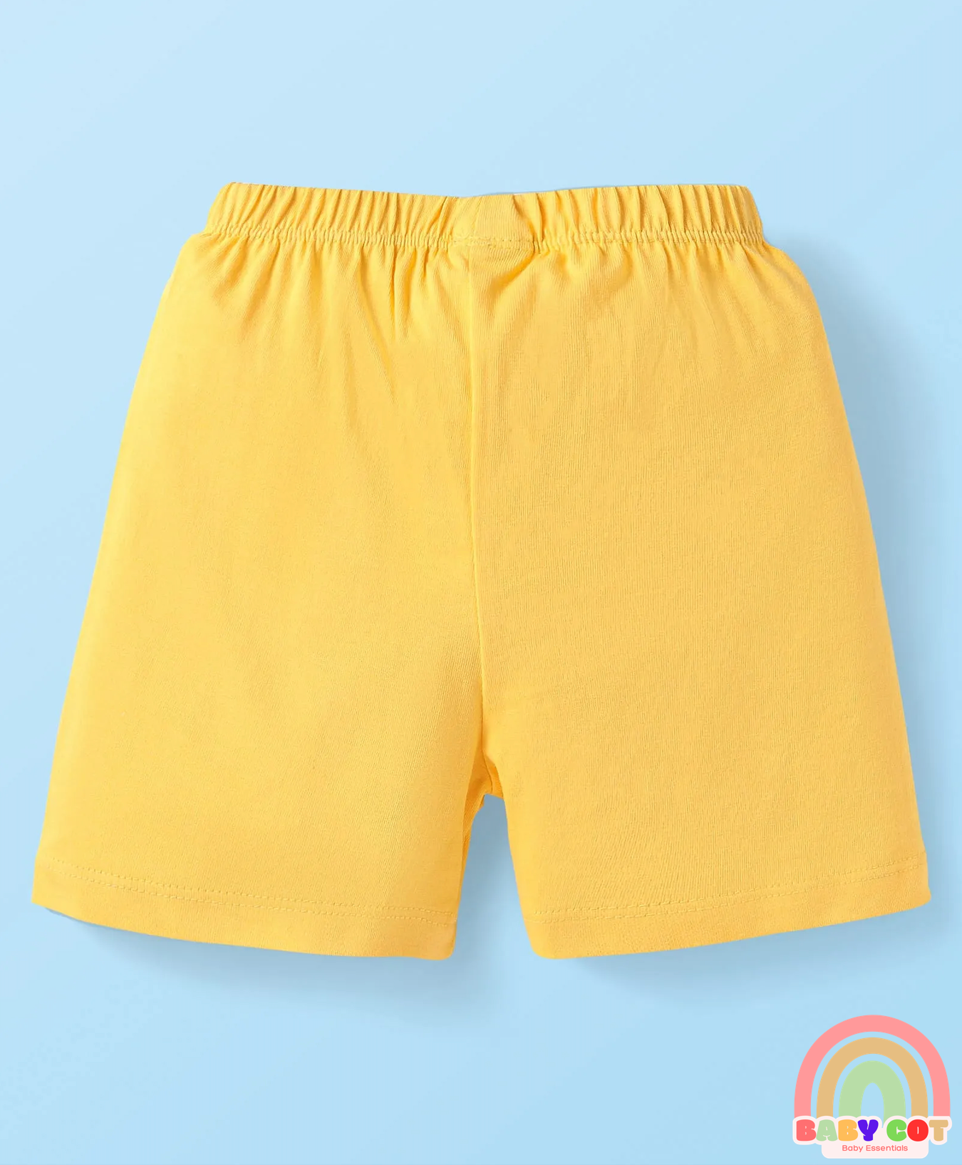Single Jersey Knit Shorts with Stripes & Dino Print Pack of 3 - Yellow & White