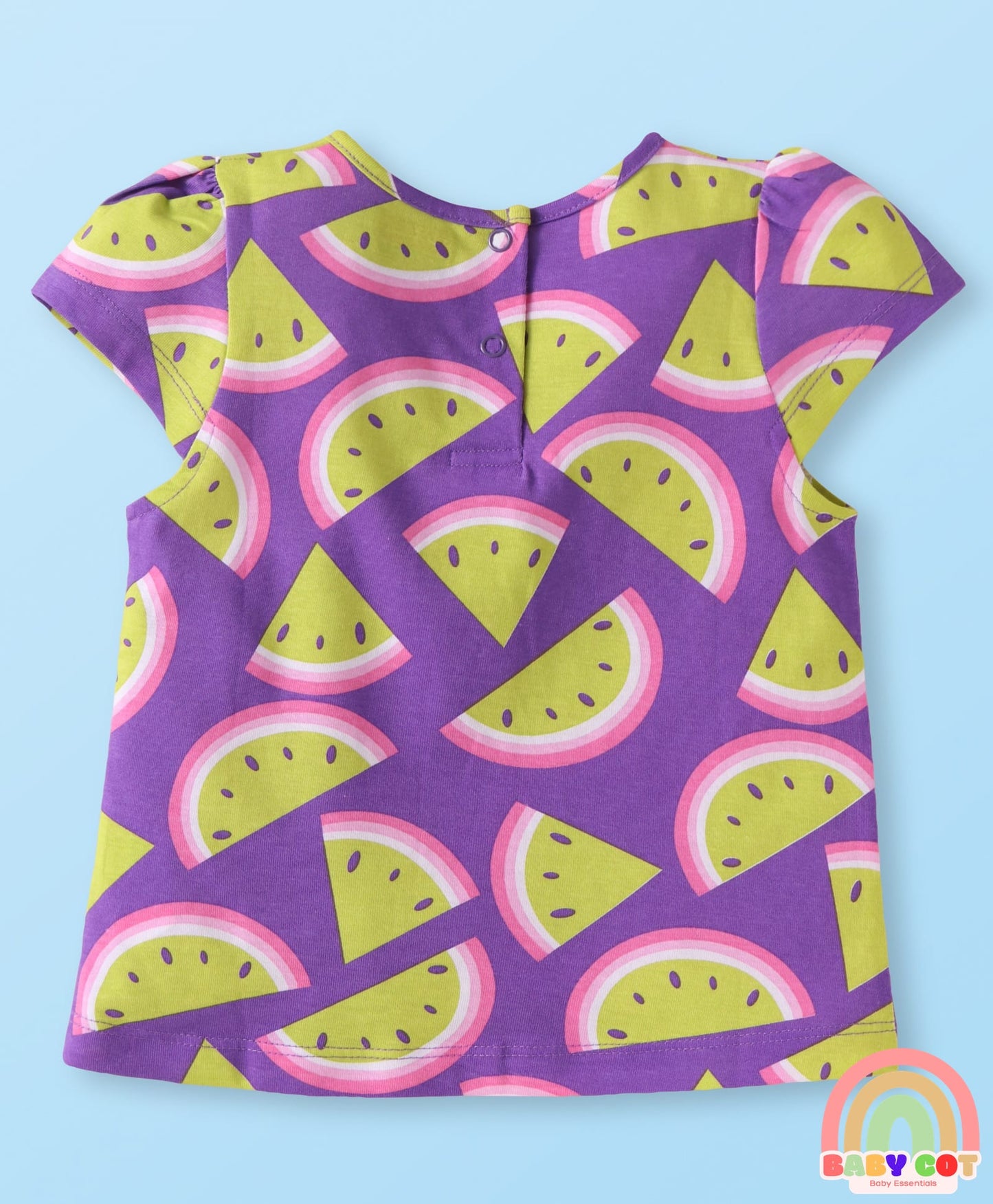 Cotton Knit Cap Sleeves T-Shirts with with Fruits Print Pack of 5 - Multicolor